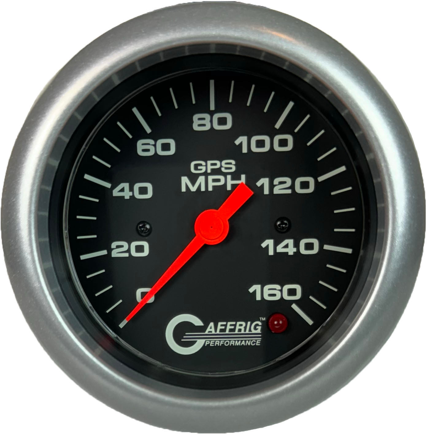 GAFFRIG PART #4027 3 3/8 INCH GPS ANALOG 160 MPH SPEEDOMETER GAUGE HEAD ONLY BLACK PLATINUM / STEP RIM