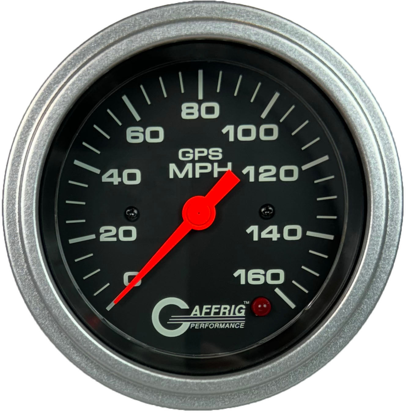 GAFFRIG PART #4027 3 3/8 INCH GPS ANALOG 160 MPH SPEEDOMETER GAUGE HEAD ONLY BLACK PLATINUM / STEP RIM