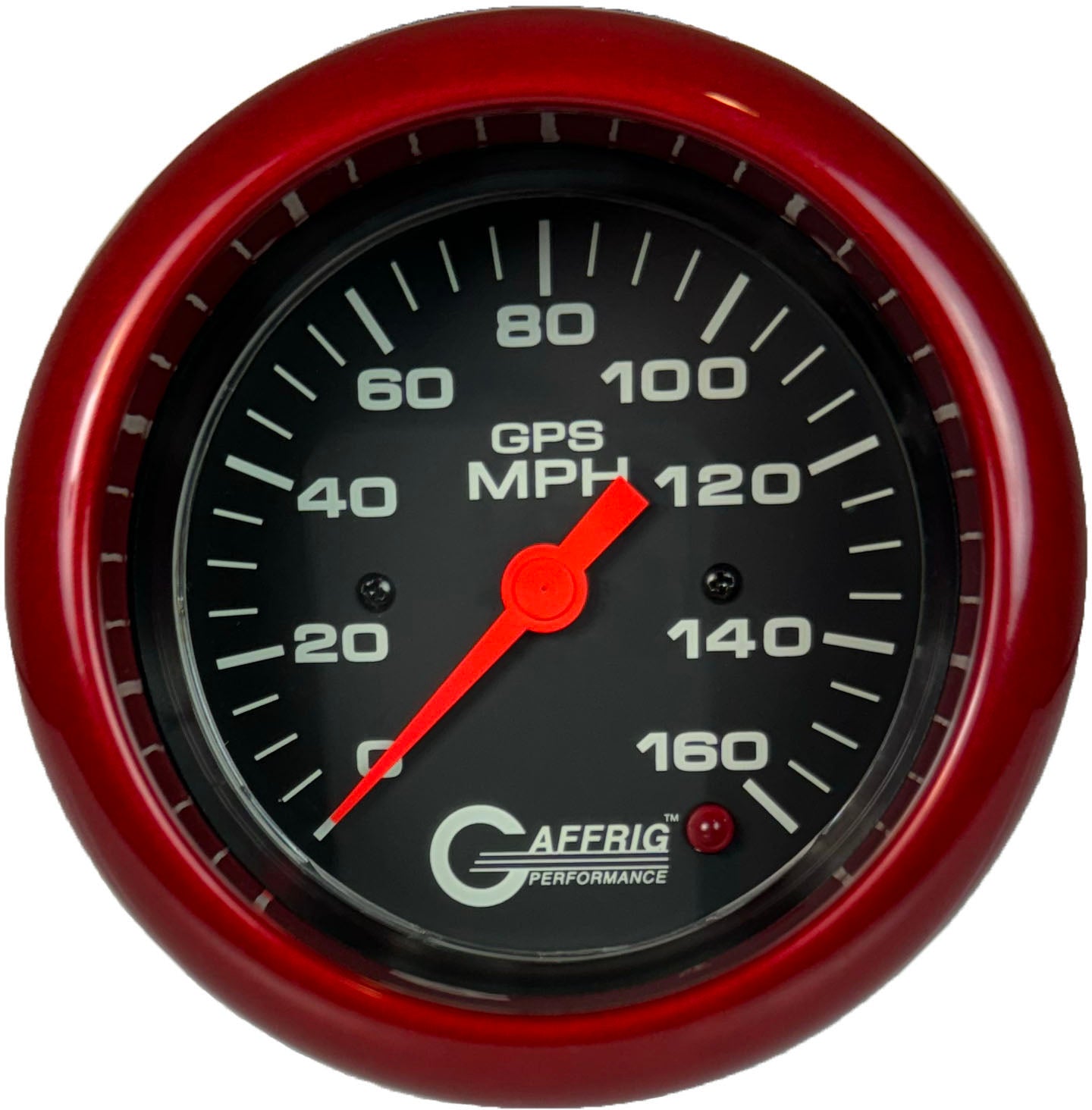 GAFFRIG PART #4027 3 3/8 INCH GPS ANALOG 160 MPH SPEEDOMETER GAUGE HEAD ONLY BLACK RED / STEP RIM