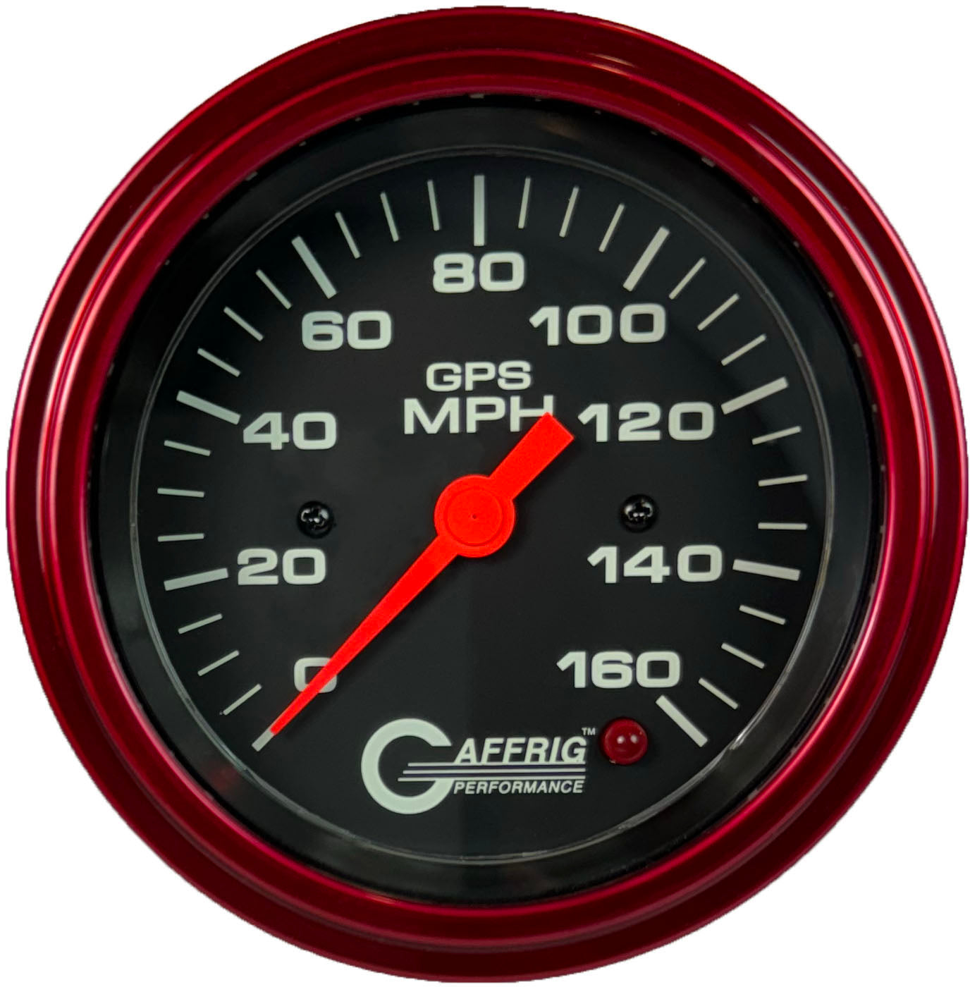 GAFFRIG PART #4027 3 3/8 INCH GPS ANALOG 160 MPH SPEEDOMETER GAUGE HEAD ONLY BLACK RED / STEP RIM