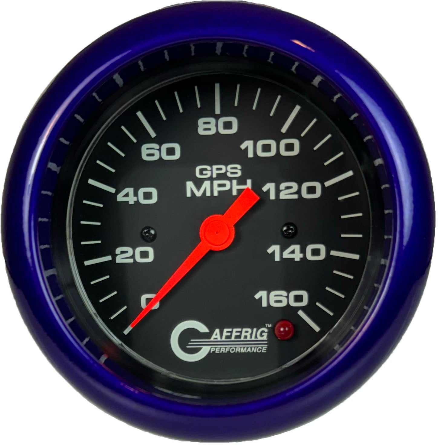 GAFFRIG PART #4027 3 3/8 INCH GPS ANALOG 160 MPH SPEEDOMETER GAUGE HEAD ONLY BLACK PURPLE / STEP RIM