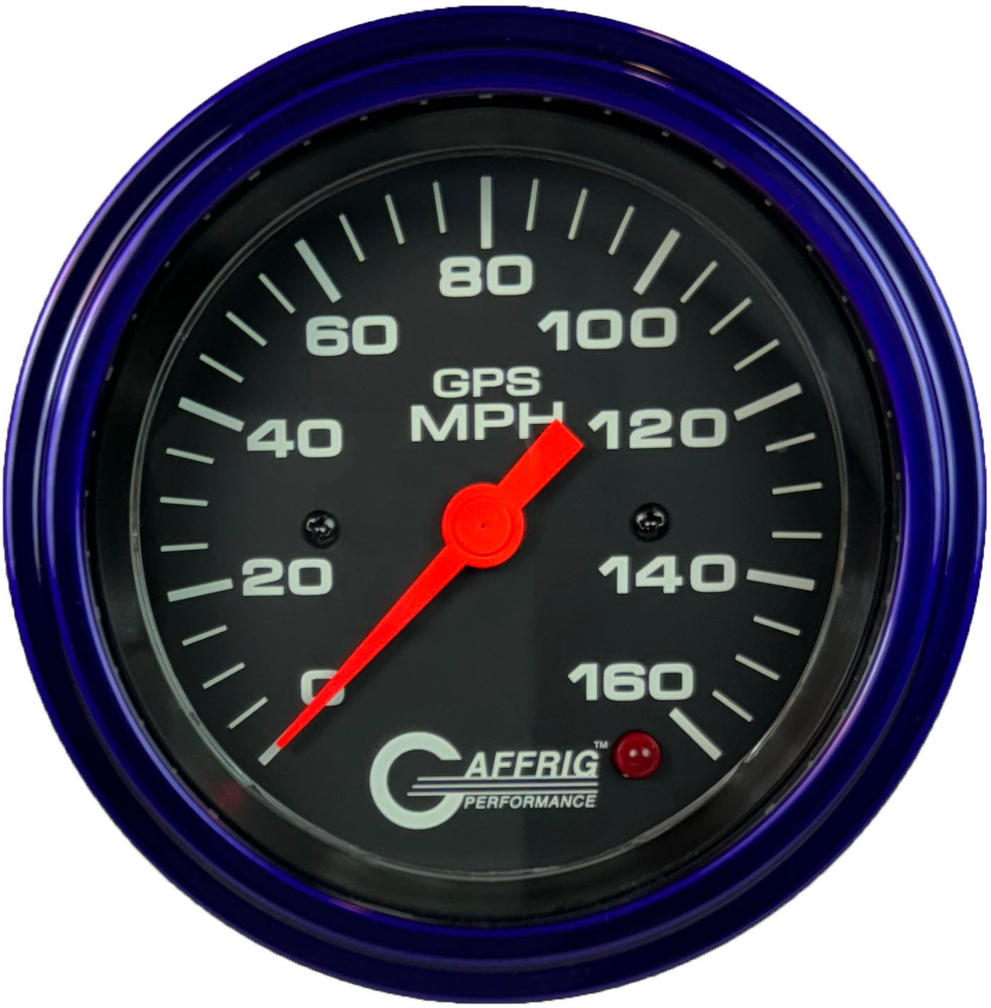 GAFFRIG PART #4027 3 3/8 INCH GPS ANALOG 160 MPH SPEEDOMETER GAUGE HEAD ONLY BLACK PURPLE / STEP RIM