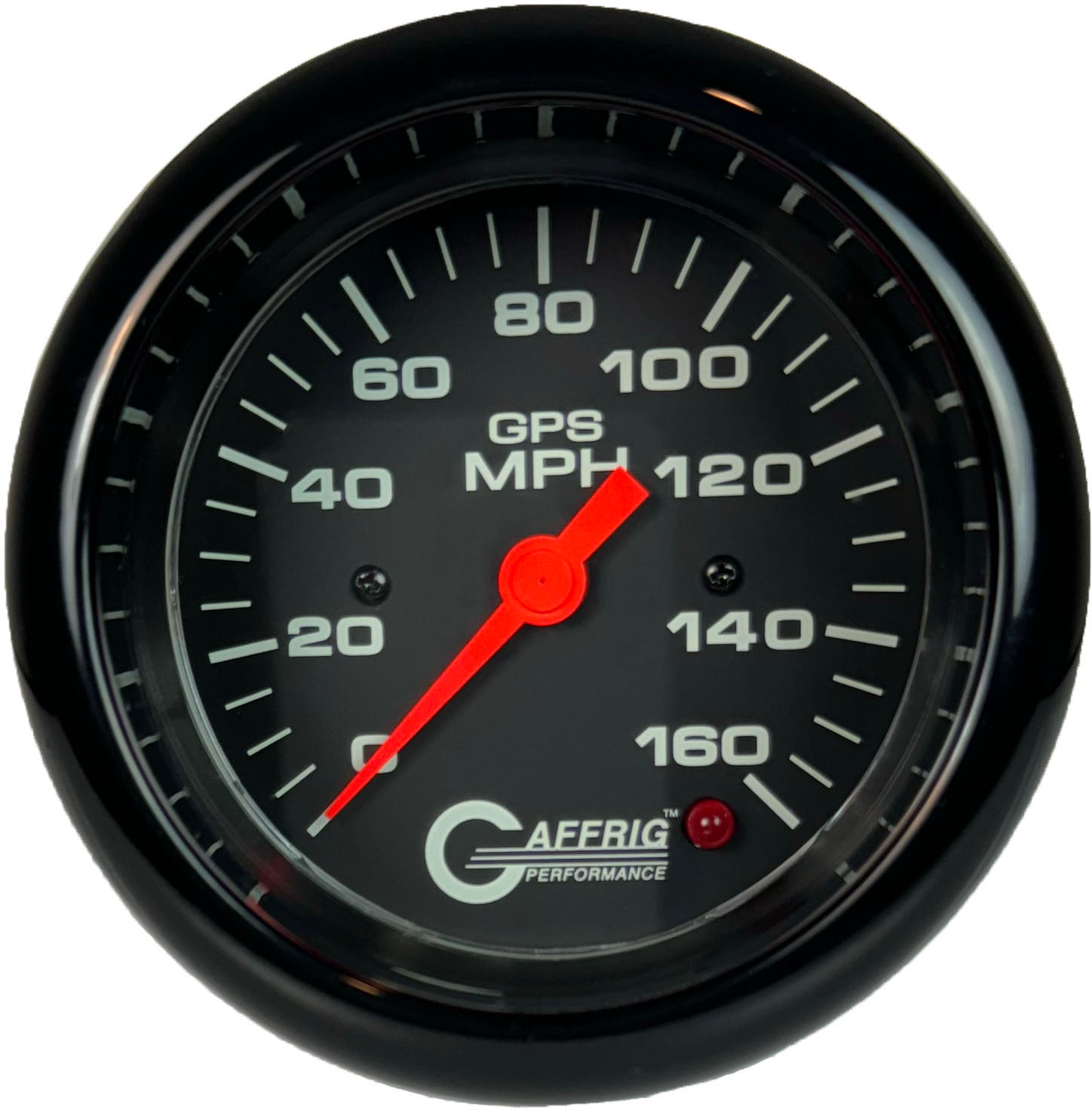 GAFFRIG PART #4027 3 3/8 INCH GPS ANALOG 160 MPH SPEEDOMETER GAUGE HEAD ONLY BLACK BLACK / FAT RIM