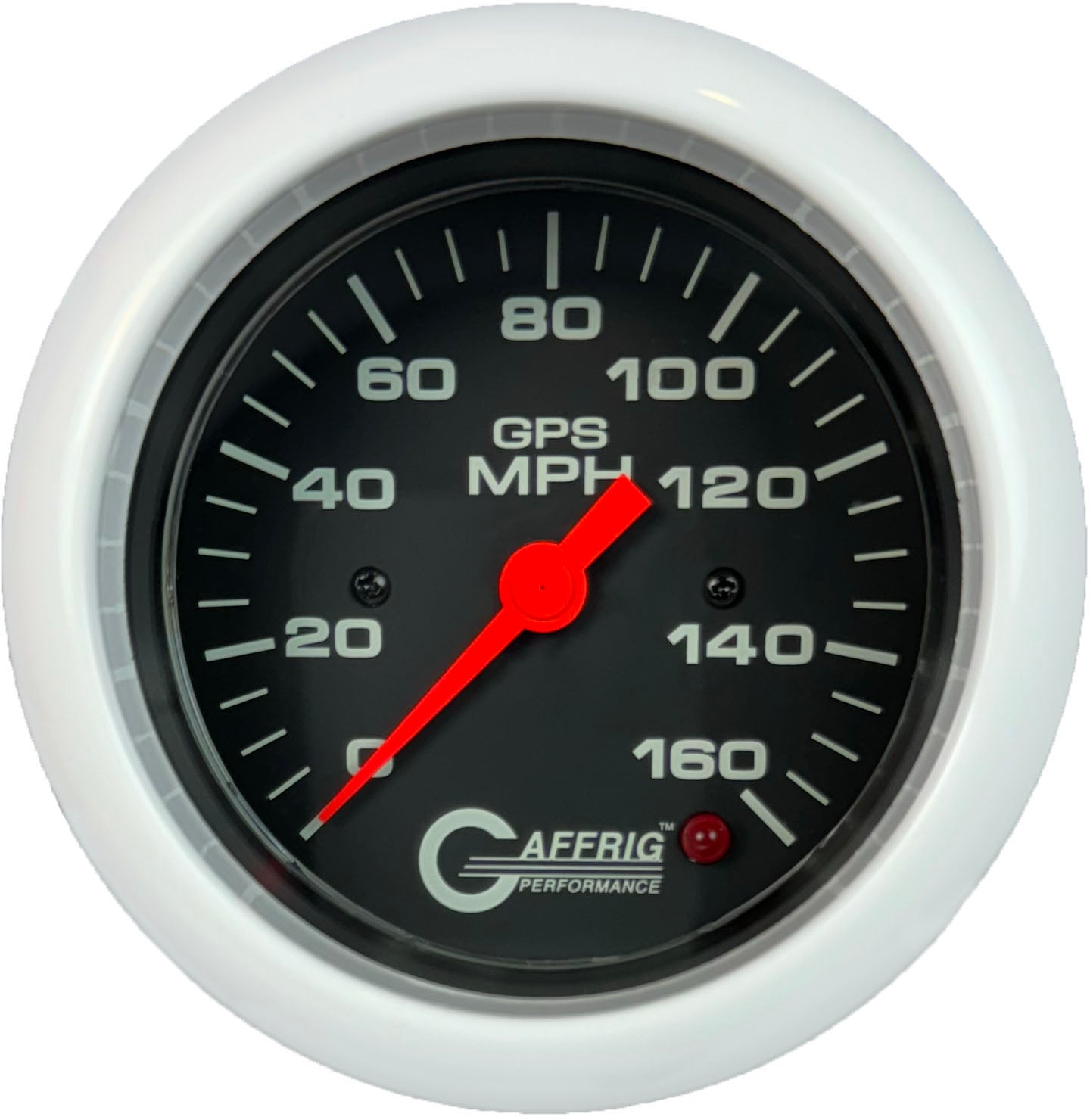 GAFFRIG PART #4027 3 3/8 INCH GPS ANALOG 160 MPH SPEEDOMETER GAUGE HEAD ONLY BLACK WHITE / STEP RIM