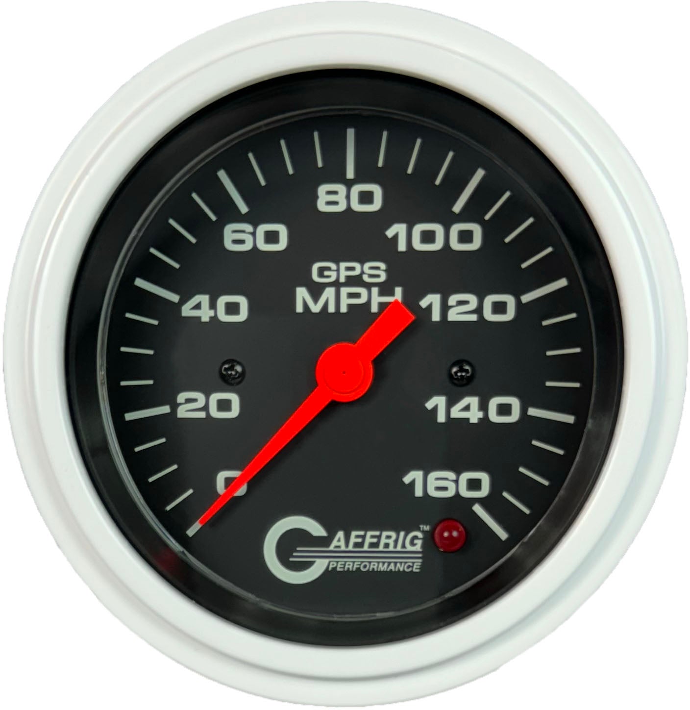 GAFFRIG PART #4027 3 3/8 INCH GPS ANALOG 160 MPH SPEEDOMETER GAUGE HEAD ONLY BLACK WHITE / STEP RIM