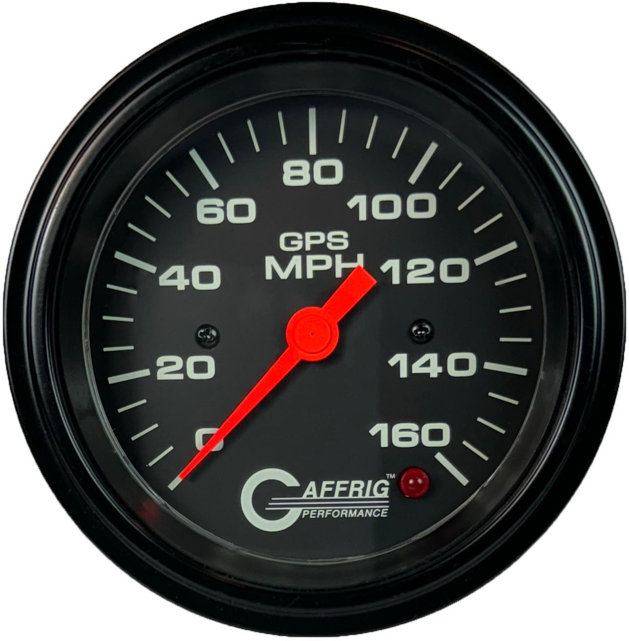 GAFFRIG PART #4027 3 3/8 INCH GPS ANALOG 160 MPH SPEEDOMETER GAUGE HEAD ONLY BLACK BLACK / STEP RIM