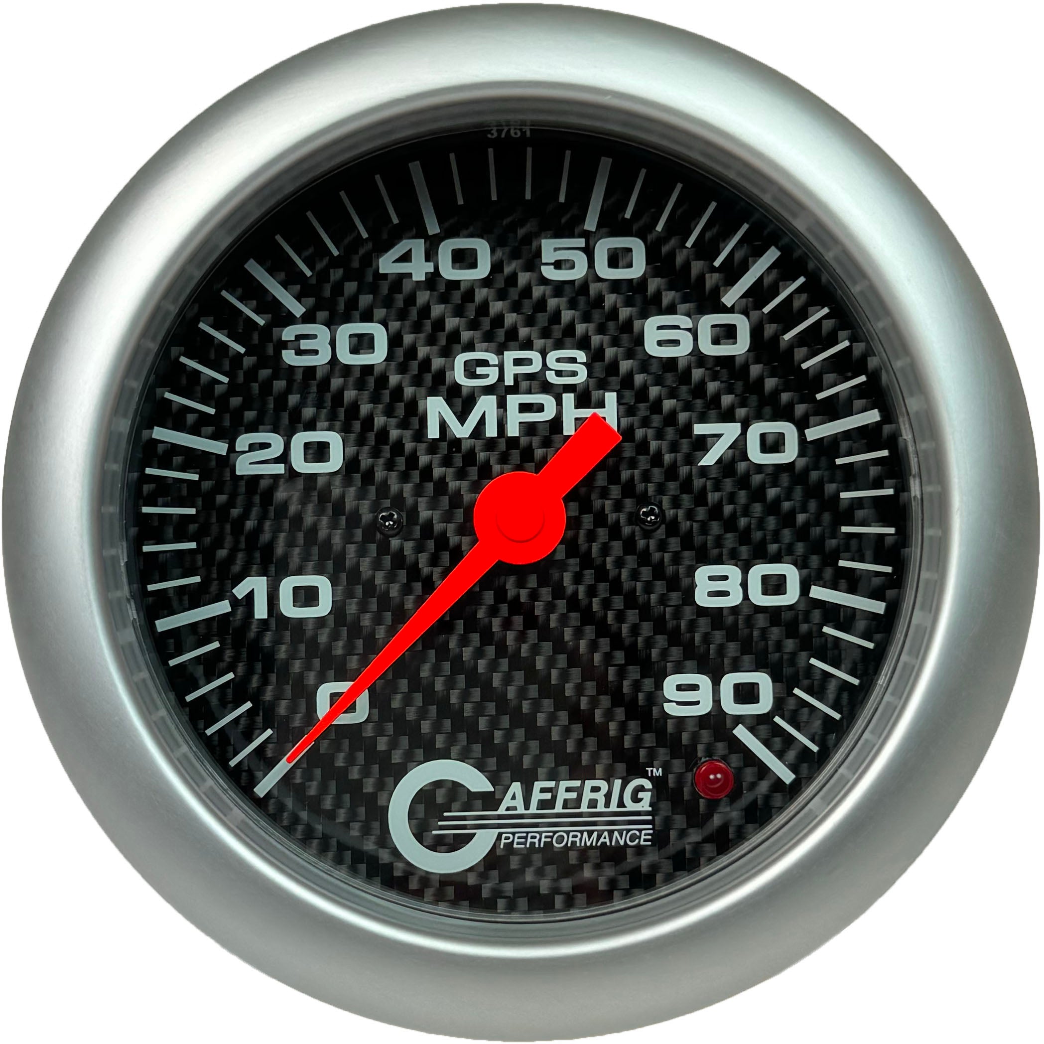 GAFFRIG PART #4047 4 5/8 INCH GPS ANALOG 90 MPH SPEEDOMETER GAUGE HEAD ONLY CARBON FIBER PLATINUM