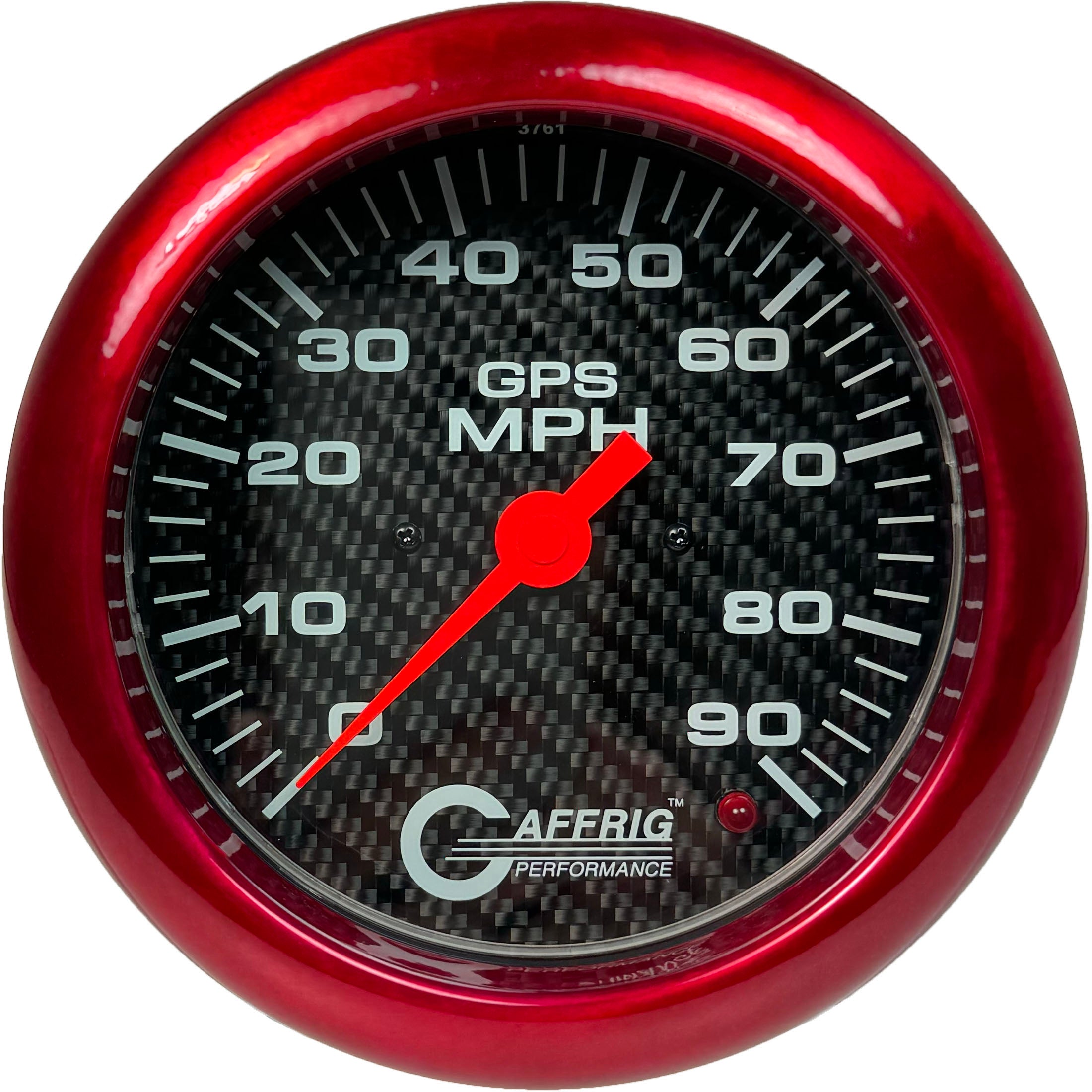 GAFFRIG PART #4047 4 5/8 INCH GPS ANALOG 90 MPH SPEEDOMETER GAUGE HEAD ONLY CARBON FIBER RED