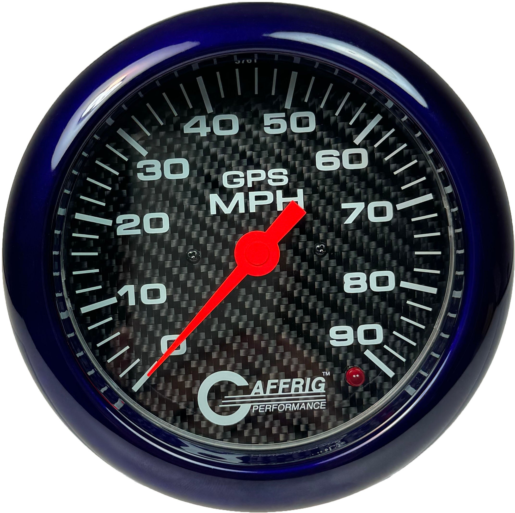 GAFFRIG PART #4047 4 5/8 INCH GPS ANALOG 90 MPH SPEEDOMETER GAUGE HEAD ONLY CARBON FIBER PURPLE