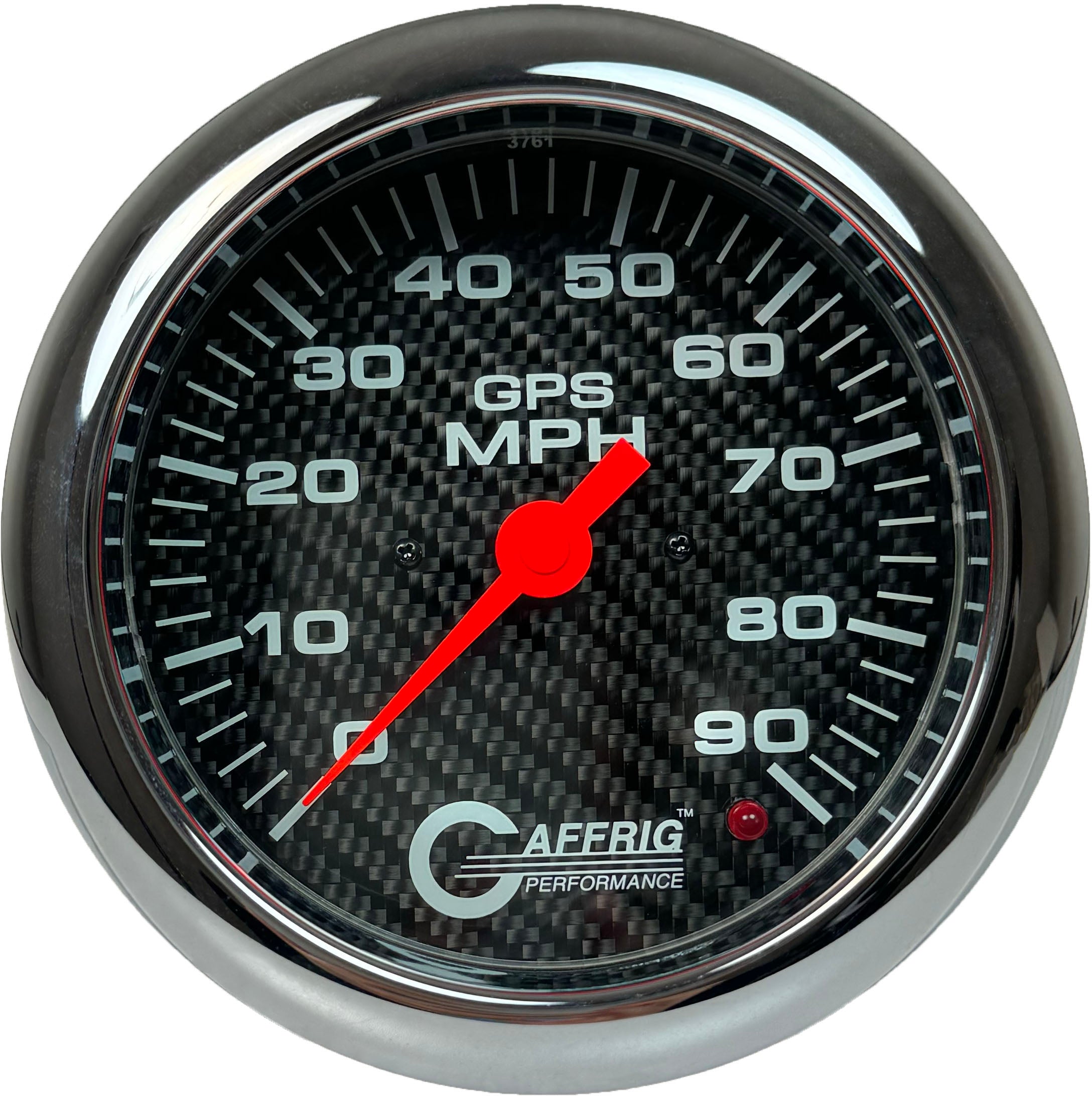 GAFFRIG PART #4047 4 5/8 INCH GPS ANALOG 90 MPH SPEEDOMETER GAUGE HEAD ONLY CARBON FIBER CHROME