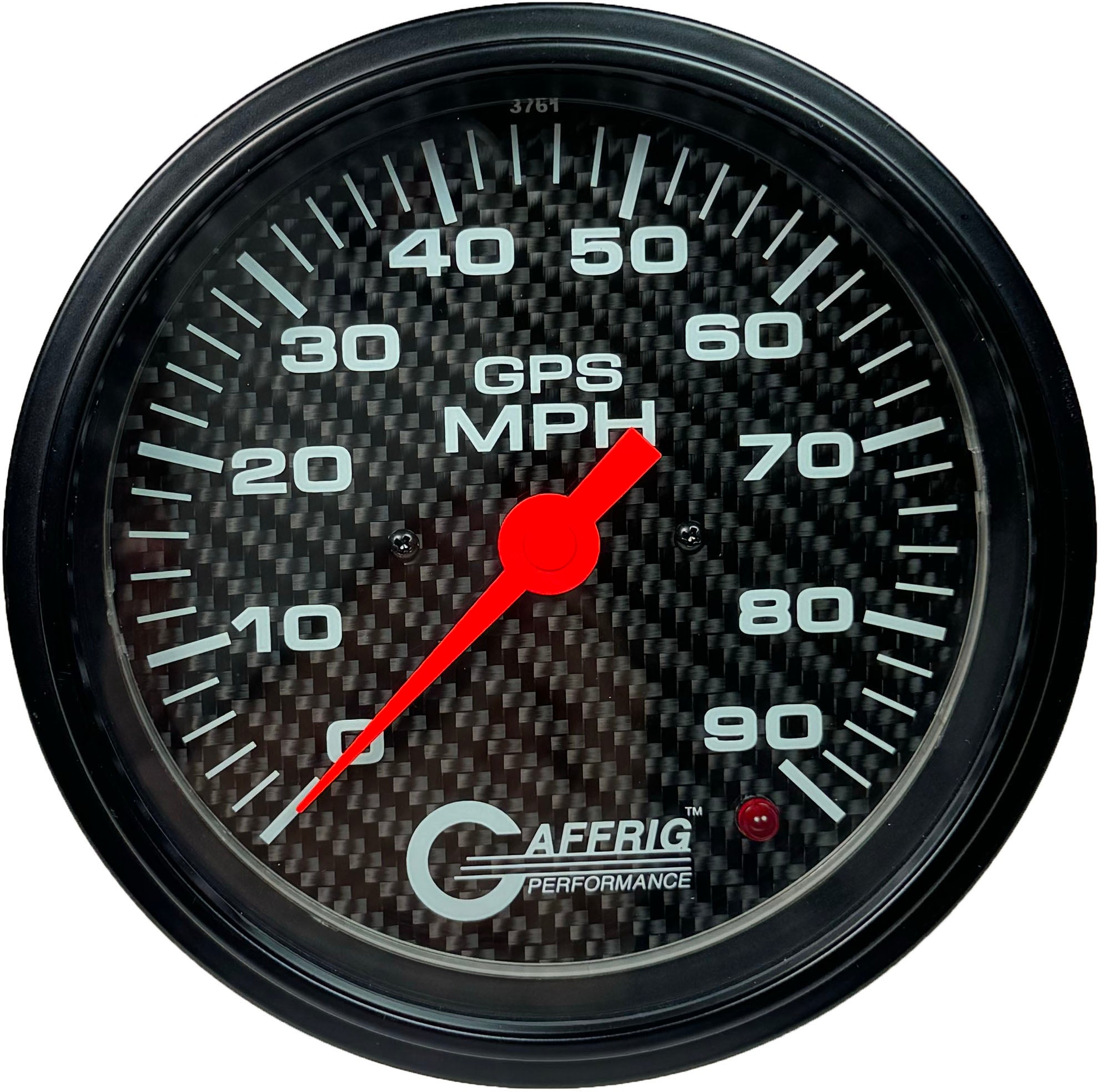 GAFFRIG PART #4047 4 5/8 INCH GPS ANALOG 90 MPH SPEEDOMETER GAUGE HEAD ONLY CARBON FIBER NO FAT RIM (STANDARD)