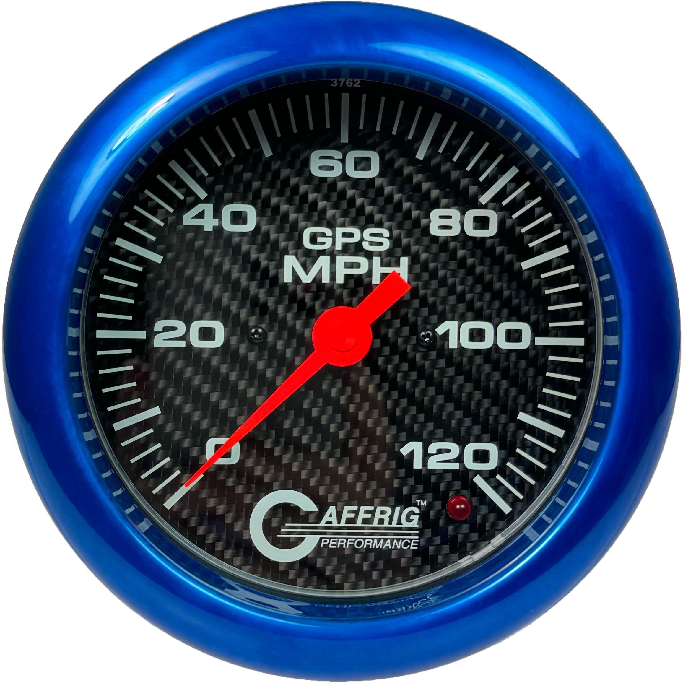 GAFFRIG PART #4049 4 5/8 INCH GPS ANALOG 120 MPH SPEEDOMETER GAUGE HEAD ONLY CARBON FIBER BLUE