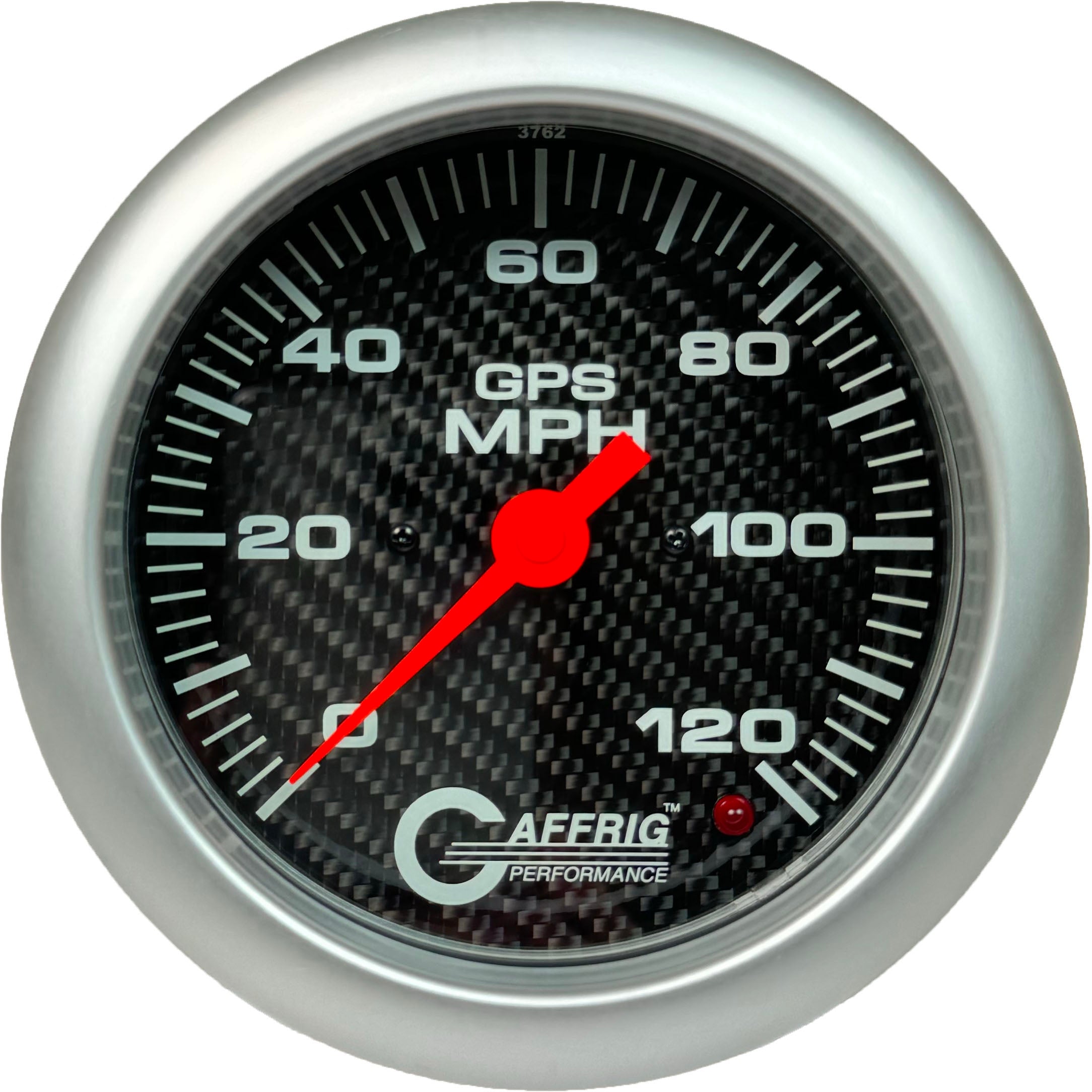 GAFFRIG PART #4049 4 5/8 INCH GPS ANALOG 120 MPH SPEEDOMETER GAUGE HEAD ONLY CARBON FIBER PLATINUM