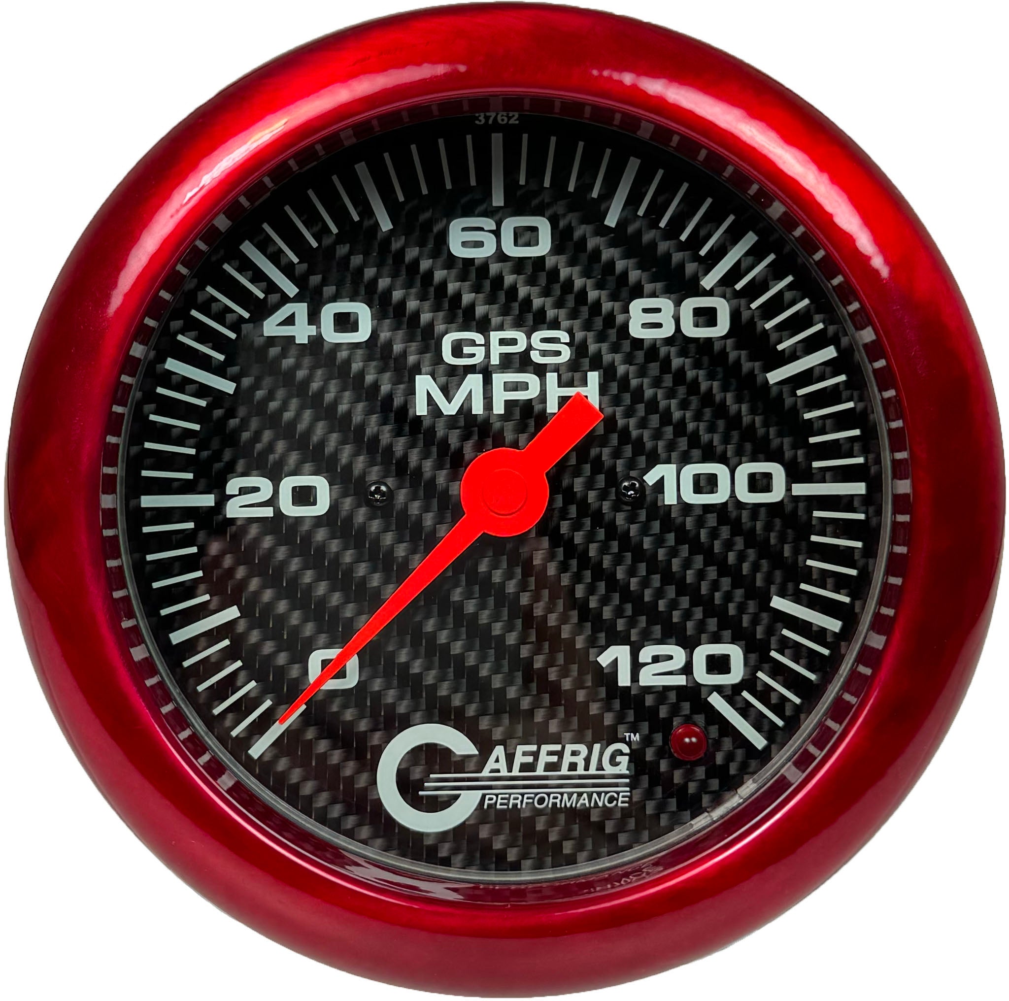 GAFFRIG PART #4049 4 5/8 INCH GPS ANALOG 120 MPH SPEEDOMETER GAUGE HEAD ONLY CARBON FIBER RED