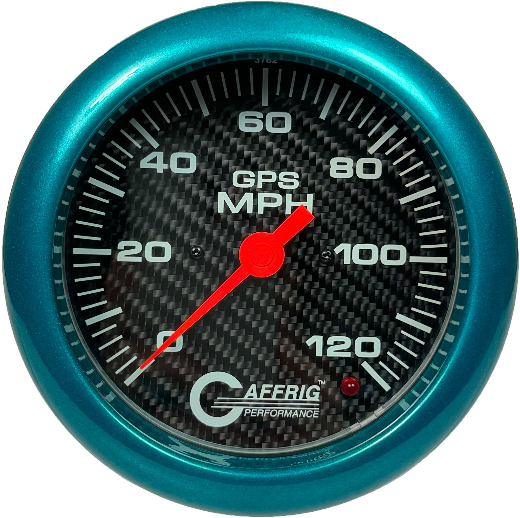 GAFFRIG PART #4049 4 5/8 INCH GPS ANALOG 120 MPH SPEEDOMETER GAUGE HEAD ONLY CARBON FIBER TEAL