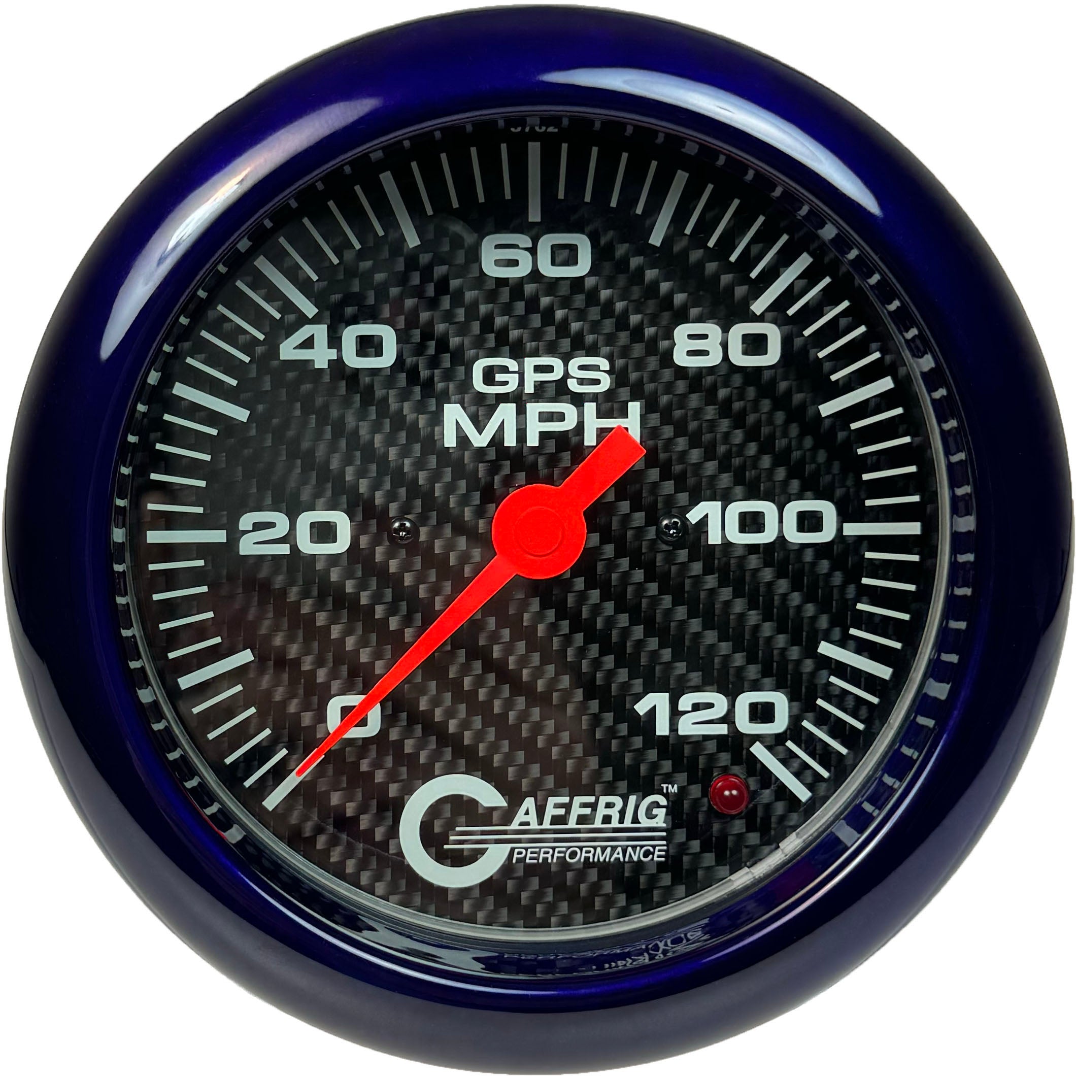 GAFFRIG PART #4049 4 5/8 INCH GPS ANALOG 120 MPH SPEEDOMETER GAUGE HEAD ONLY CARBON FIBER PURPLE