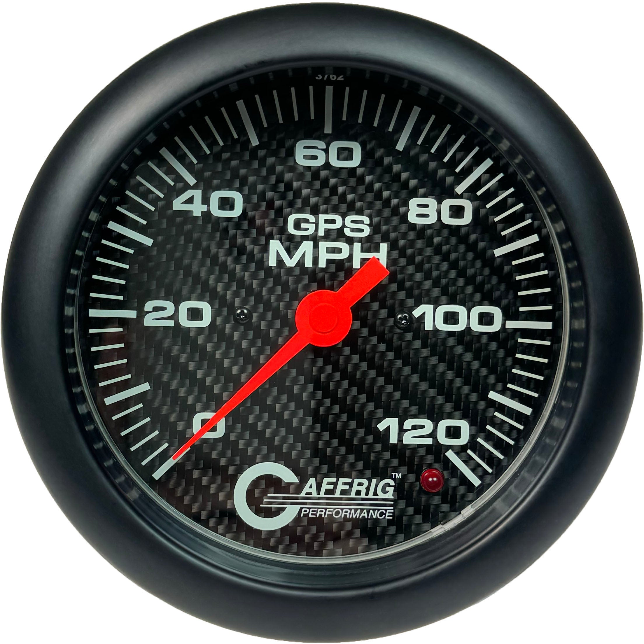 GAFFRIG PART #4049 4 5/8 INCH GPS ANALOG 120 MPH SPEEDOMETER GAUGE HEAD ONLY CARBON FIBER BLACK