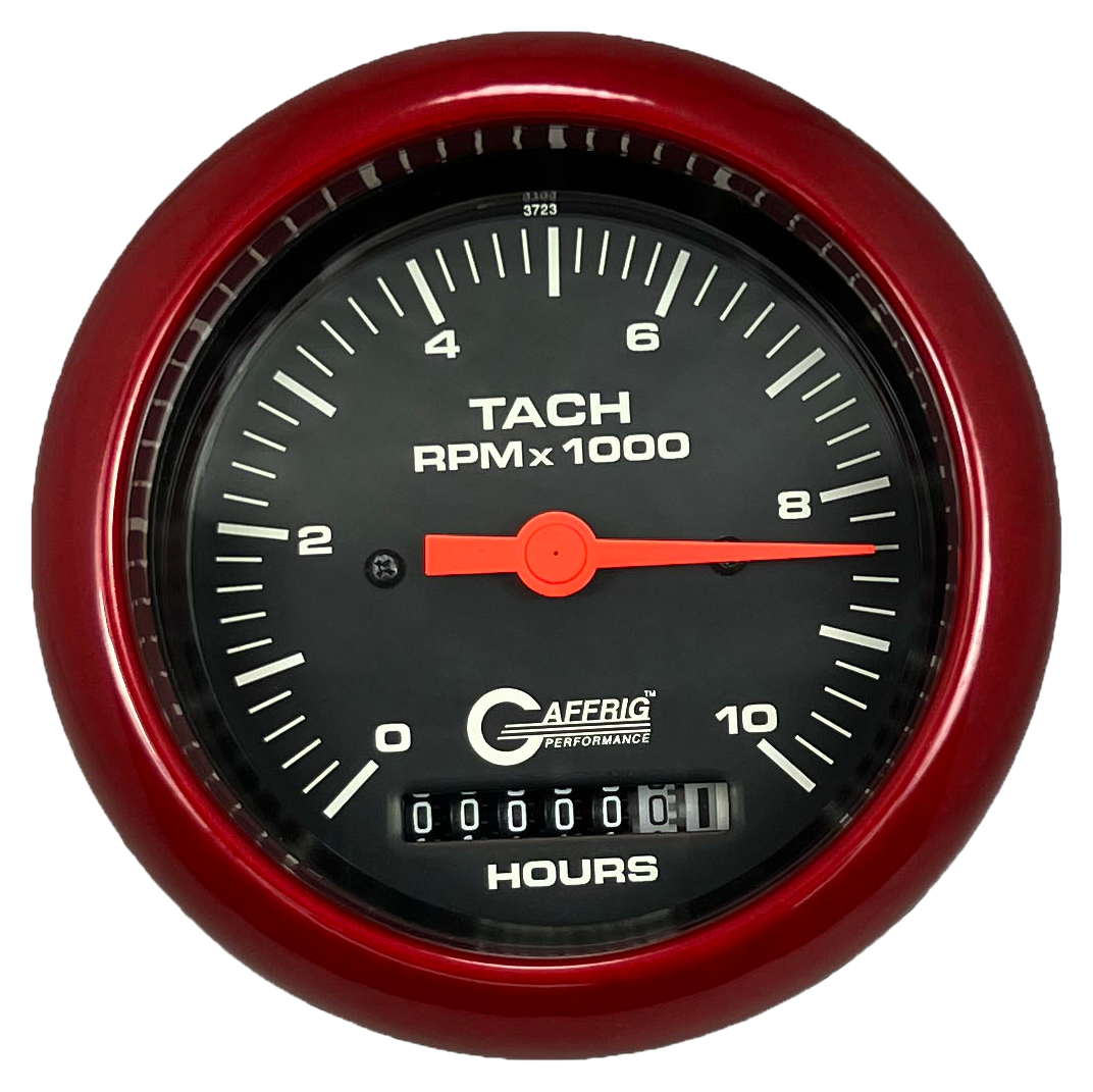 #4256 3 3/8 INCH ELECTRIC TACH/HOUR METER 0-10000 RPM BLACK Red / Step