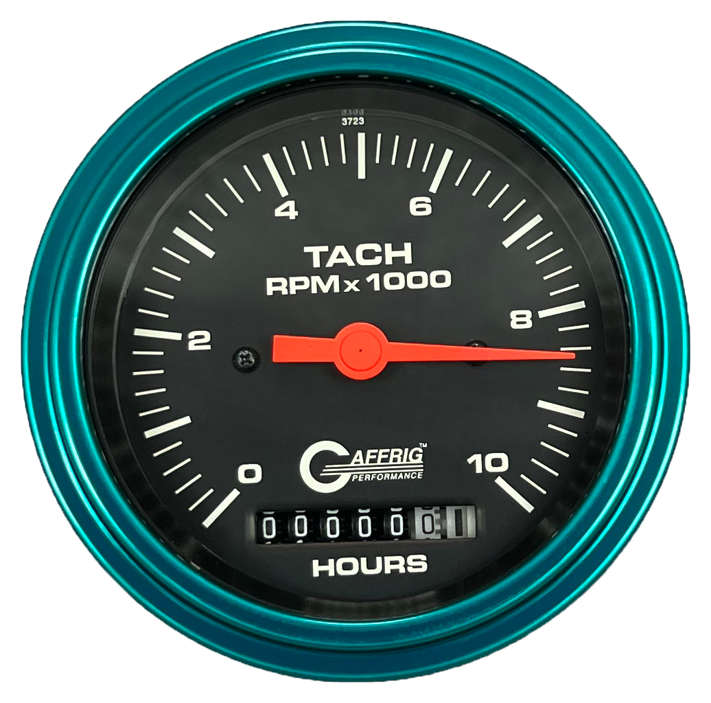 #4256 3 3/8 INCH ELECTRIC TACH/HOUR METER 0-10000 RPM BLACK Teal / Step