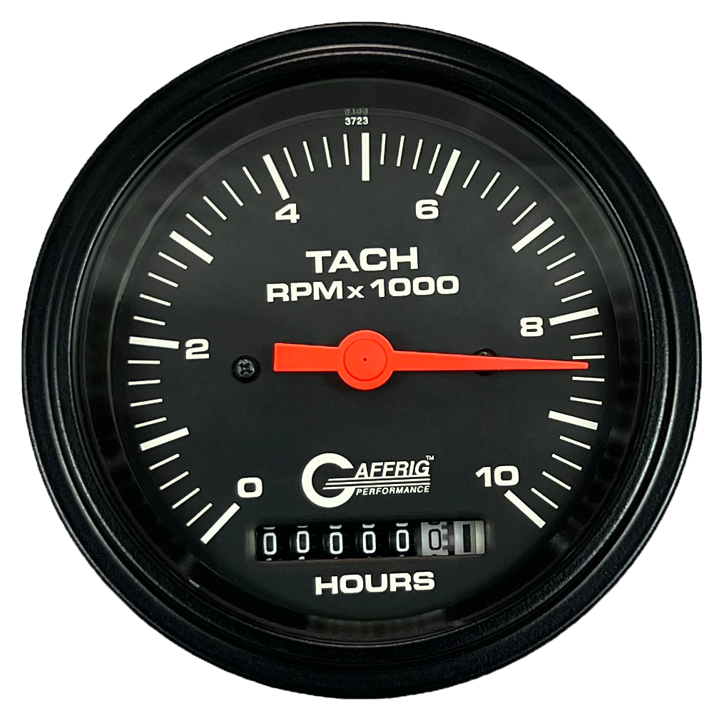 #4256 3 3/8 INCH ELECTRIC TACH/HOUR METER 0-10000 RPM BLACK White / Step