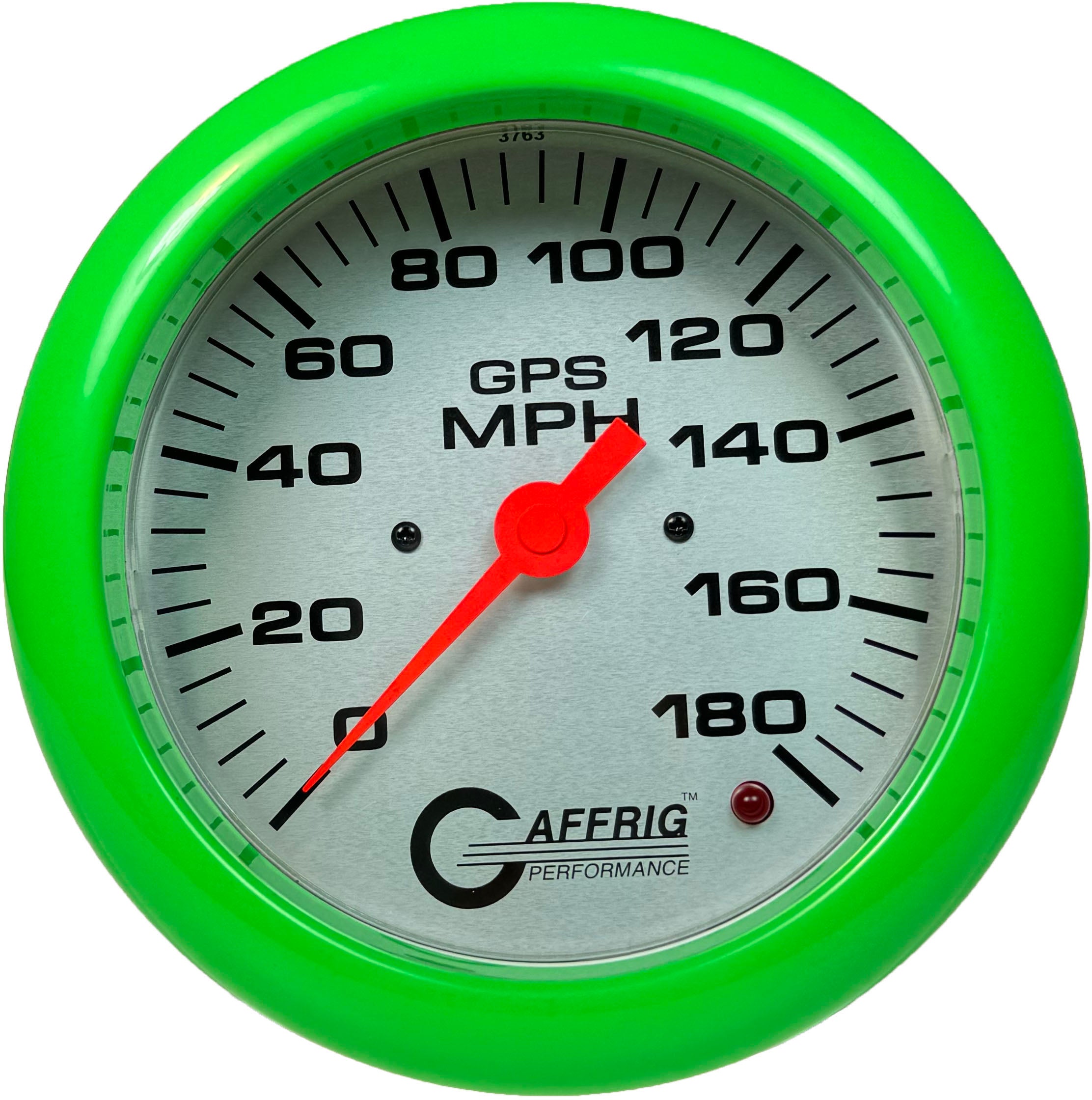 GAFFRIG PART #4551 4 5/8 INCH GPS ANALOG 180 MPH SPEEDOMETER GAUGE HEAD ONLY PLATINUM LIME GREEN