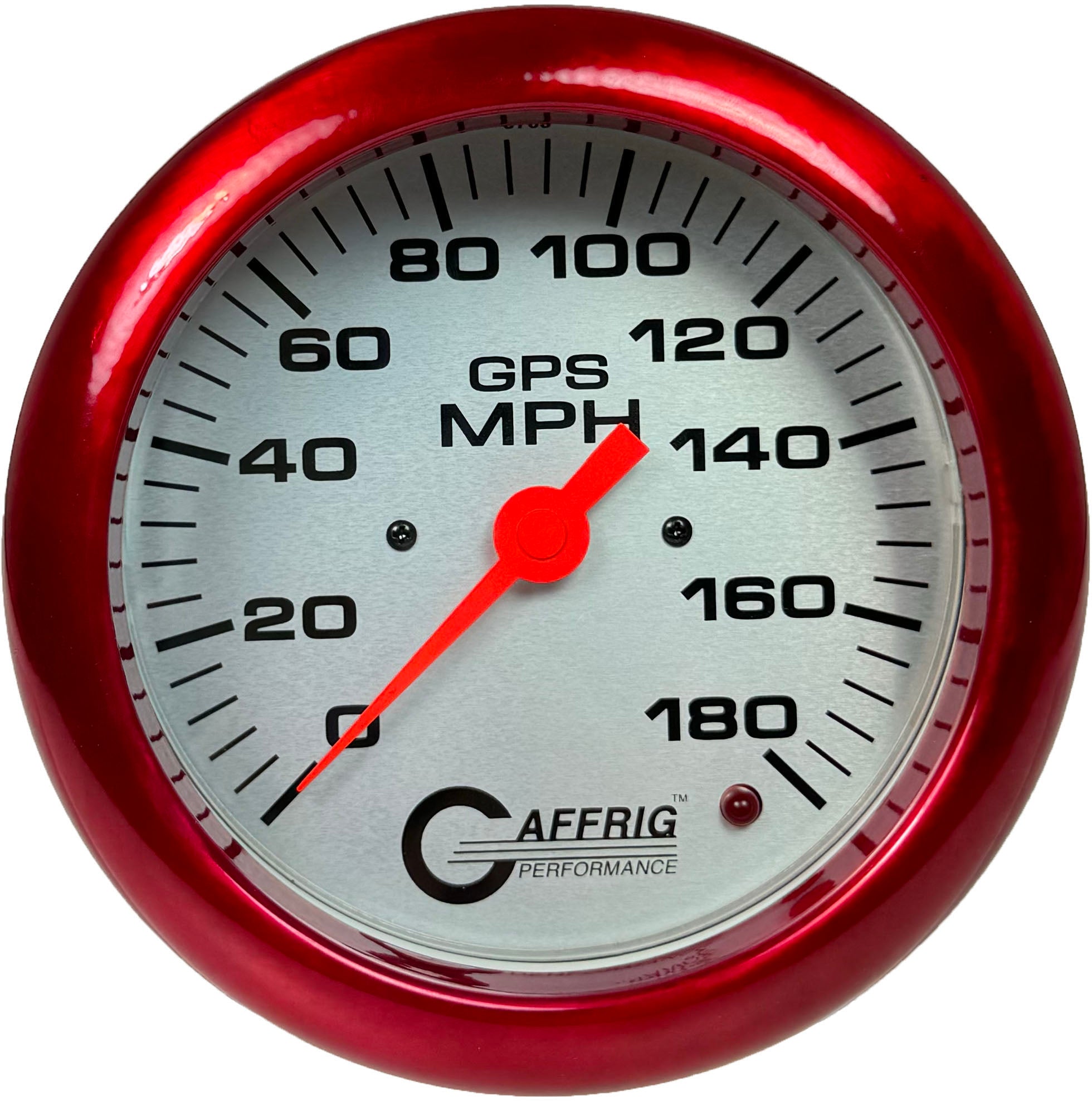 GAFFRIG PART #4551 4 5/8 INCH GPS ANALOG 180 MPH SPEEDOMETER GAUGE HEAD ONLY PLATINUM RED