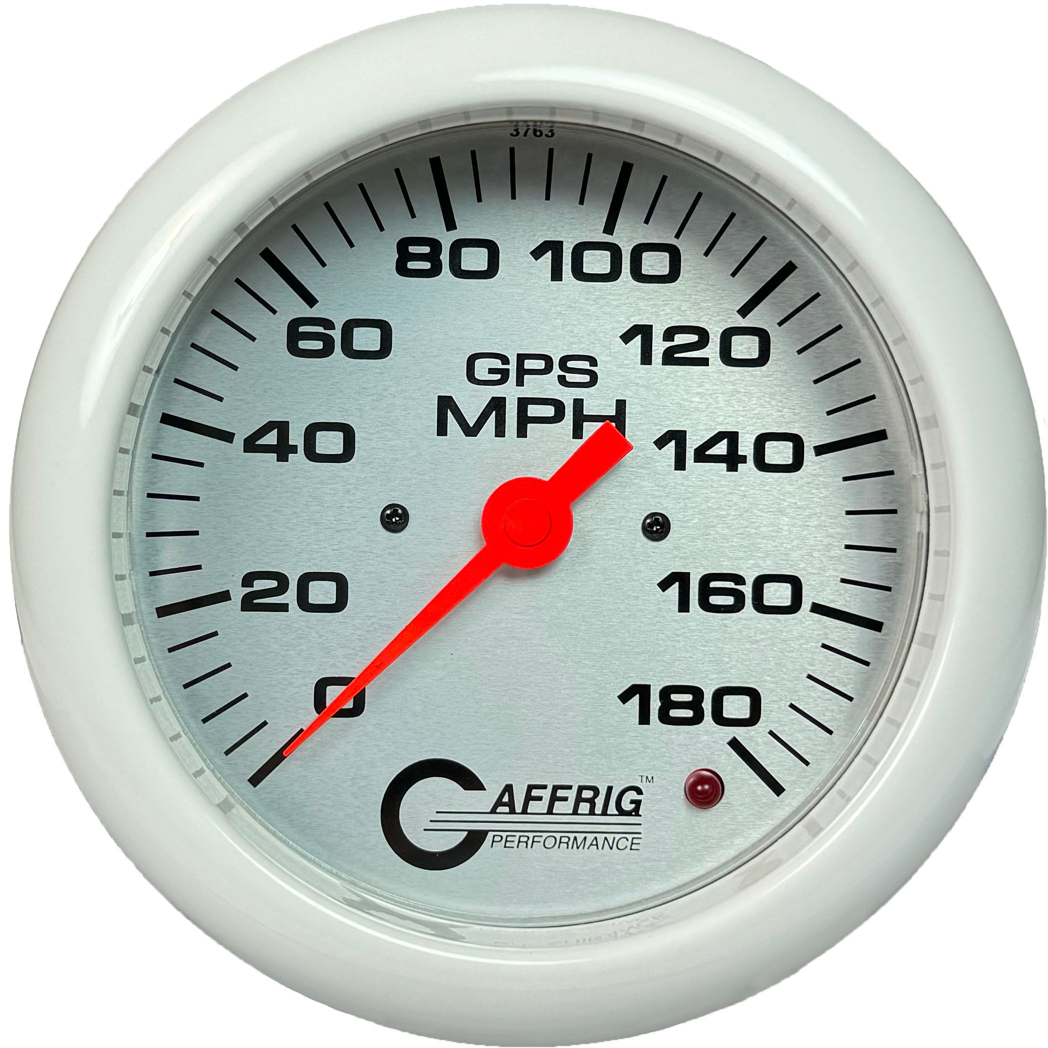 GAFFRIG PART #4551 4 5/8 INCH GPS ANALOG 180 MPH SPEEDOMETER GAUGE HEAD ONLY PLATINUM WHITE