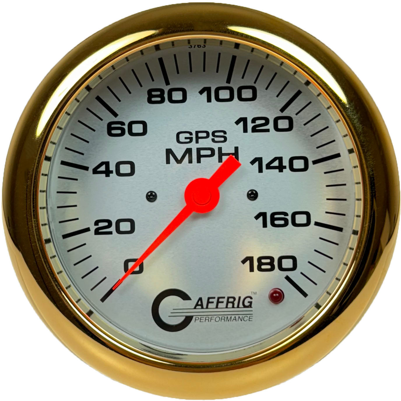 GAFFRIG PART #4551 4 5/8 INCH GPS ANALOG 180 MPH SPEEDOMETER GAUGE HEAD ONLY PLATINUM GOLD