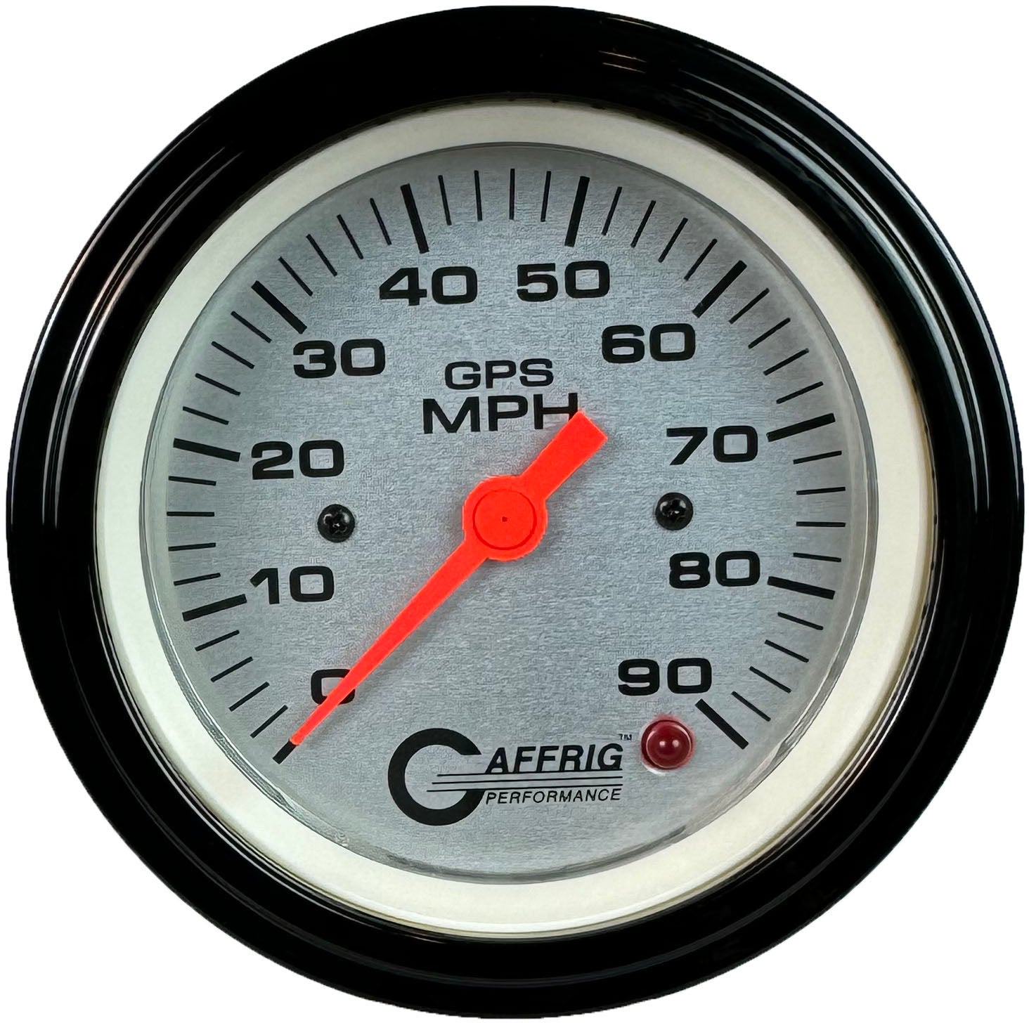 GAFFRIG PART #4553 3 3/8 INCH GPS ANALOG 90 MPH SPEEDOMETER GAUGE HEAD ONLY PLATINUM BLACK / STEP RIM
