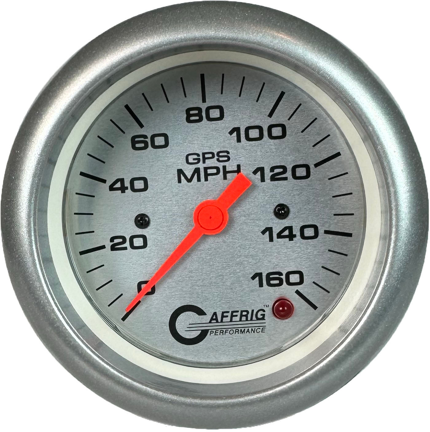 GAFFRIG PART #4557 3 3/8 INCH GPS ANALOG 160 MPH SPEEDOMETER GAUGE HEAD ONLY PLATINUM PLATINUM / FAT RIM