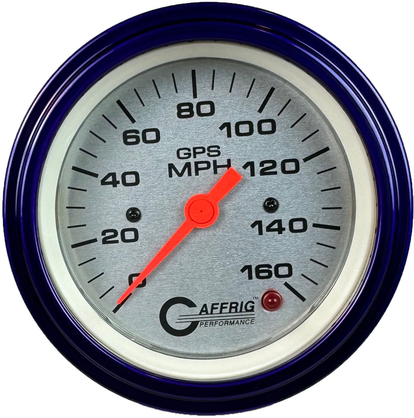 GAFFRIG PART #4557 3 3/8 INCH GPS ANALOG 160 MPH SPEEDOMETER GAUGE HEAD ONLY PLATINUM PURPLE / STEP RIM