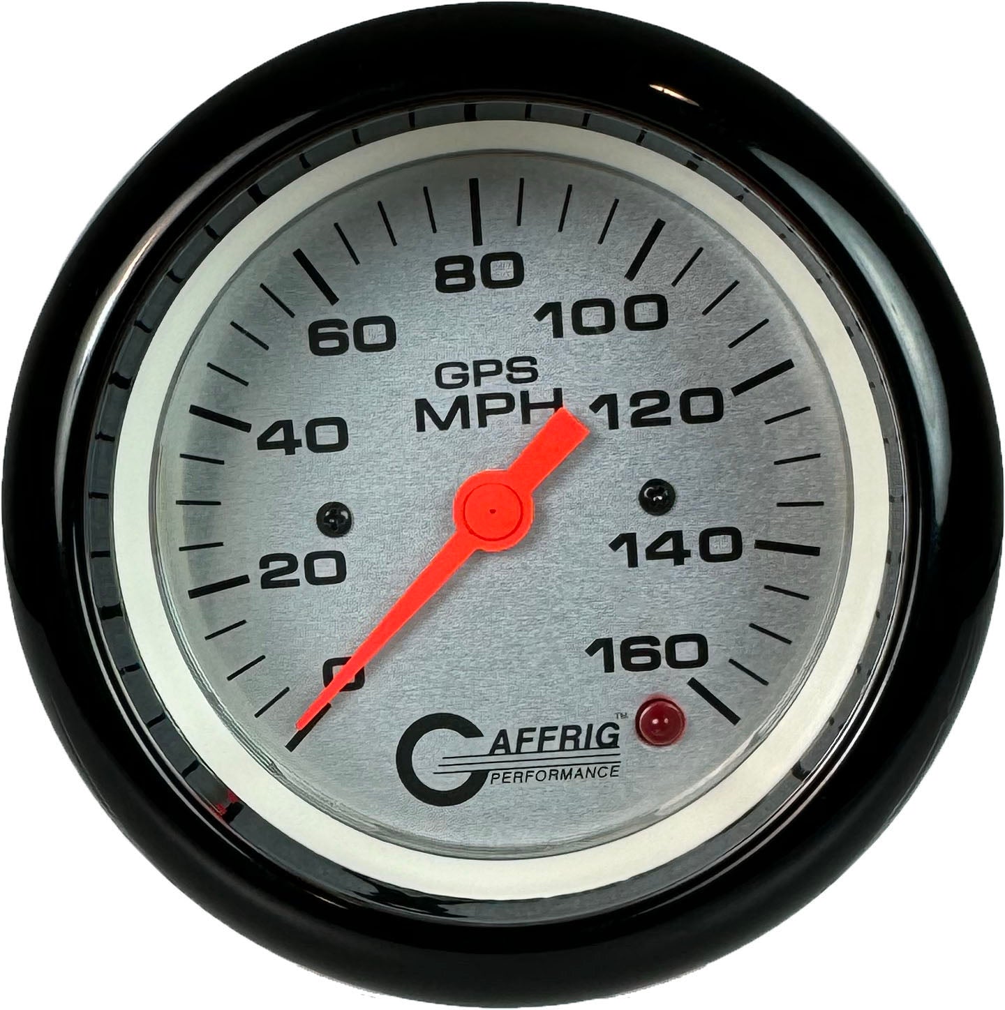 GAFFRIG PART #4557 3 3/8 INCH GPS ANALOG 160 MPH SPEEDOMETER GAUGE HEAD ONLY PLATINUM BLACK / STEP RIM