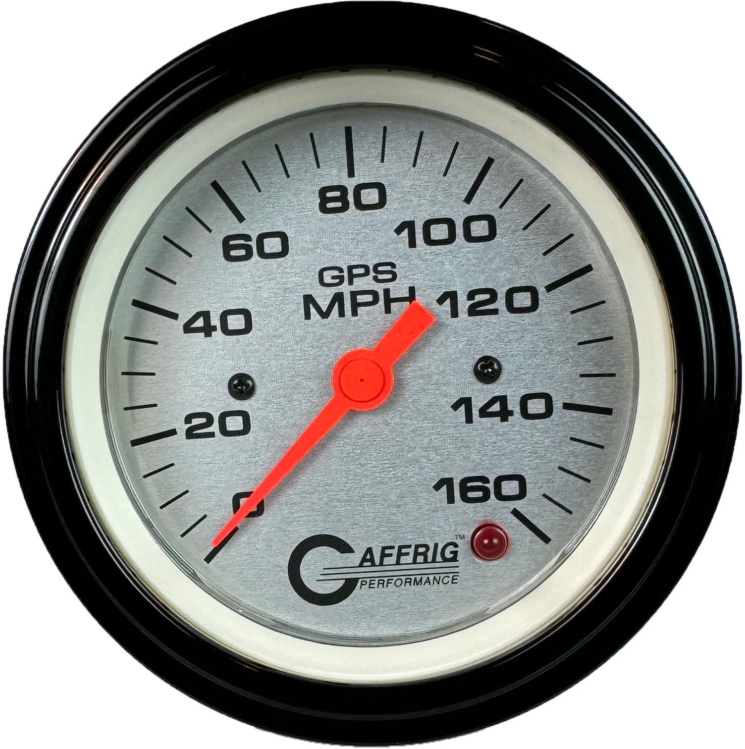 GAFFRIG PART #4557 3 3/8 INCH GPS ANALOG 160 MPH SPEEDOMETER GAUGE HEAD ONLY PLATINUM BLACK / STEP RIM
