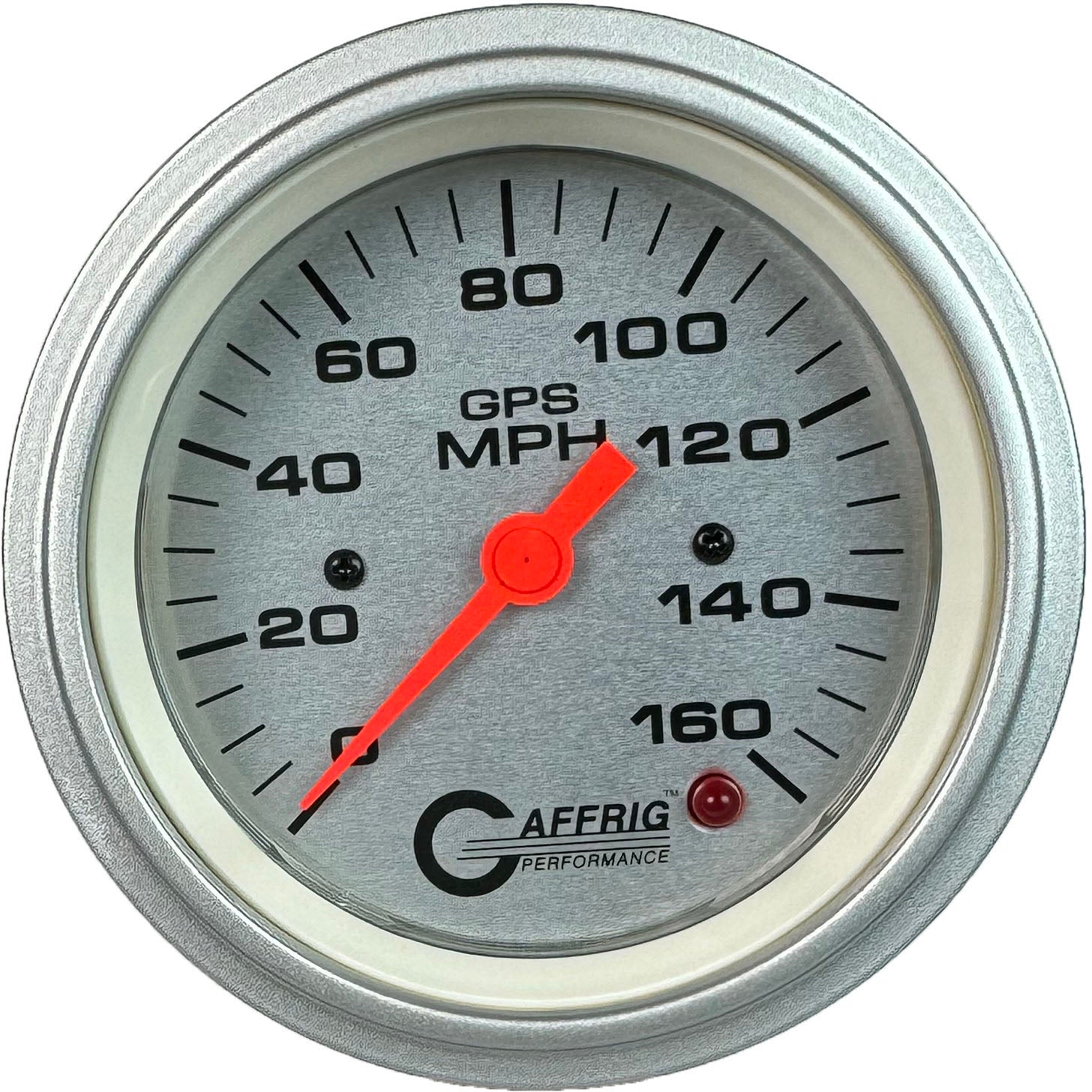 GAFFRIG PART #4557 3 3/8 INCH GPS ANALOG 160 MPH SPEEDOMETER GAUGE HEAD ONLY PLATINUM PLATINUM / STEP RIM