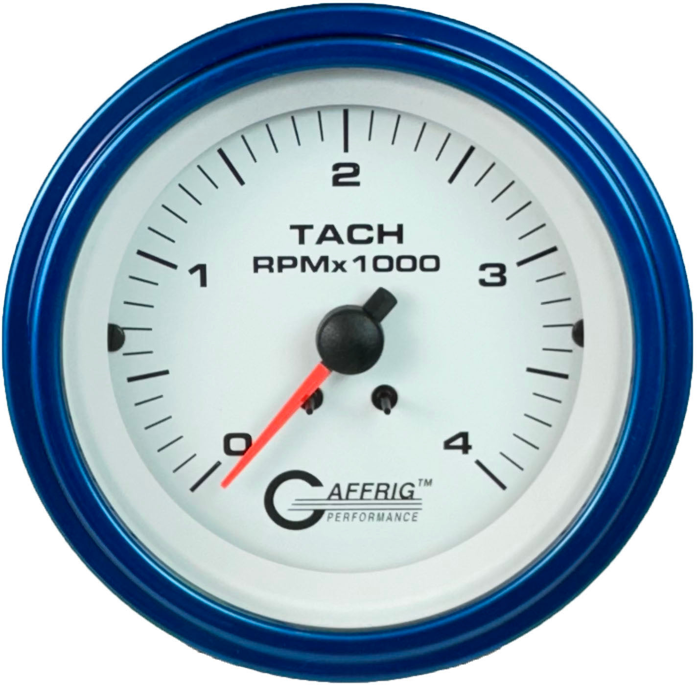 GAFFRIG PART #4762 3 3/8 INCH ELECTRIC TACHOMETER GAUGE 0-4000 RPM DIESEL ALTERNATOR 3-21P WHITE BLUE / STEP RIM