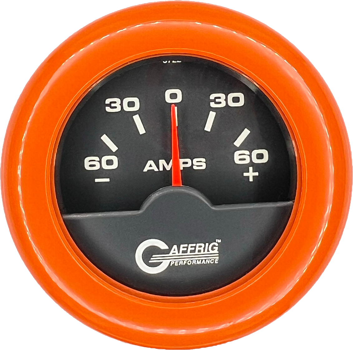 GAFFRIG PART #5000 2 INCH ELECTRIC AMMETER GAUGE -60/+60 AMP BLACK ORANGE / STEP RIM