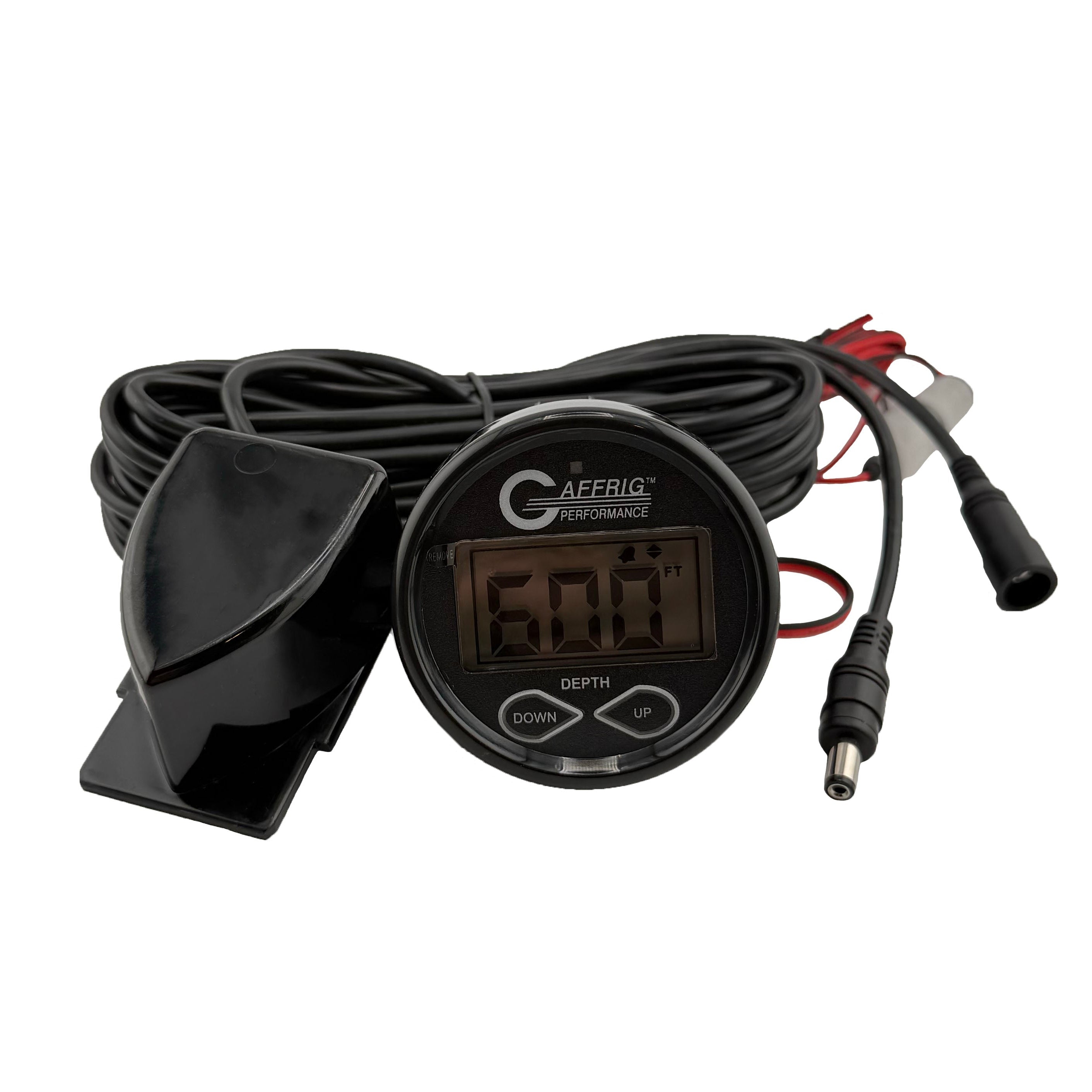 GAFFRIG PART #5007 2 INCH HIGH PERFORMANCE DIGITAL DEPTH SOUNDER MARINE BOAT GAUGE KIT-BLACK- W/ALARM AIR & WATER TEMP. AND TRANSDUCER