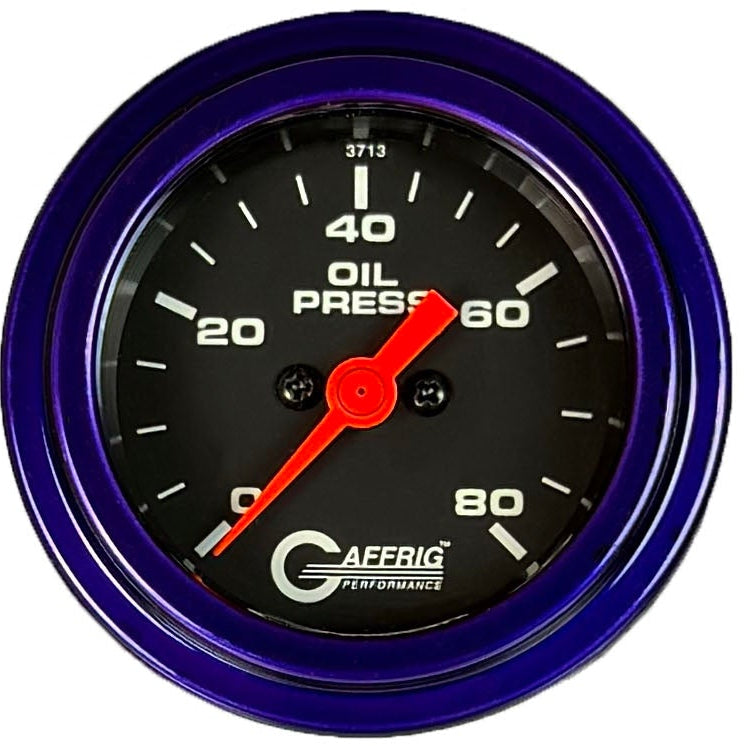 GAFFRIG PART #5018 2 INCH ELECTRIC OIL PRESSURE MARINE BOAT GAUGE 0-80 PSI BLACK