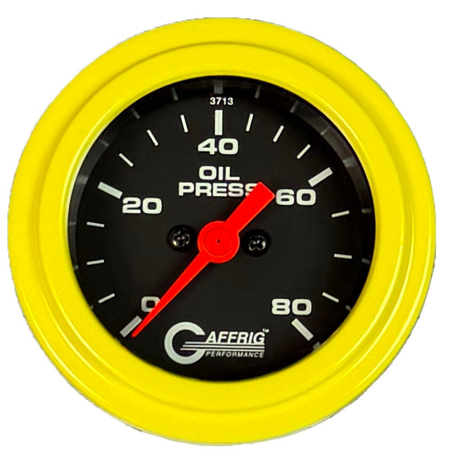 GAFFRIG PART #5018 2 INCH ELECTRIC OIL PRESSURE MARINE BOAT GAUGE 0-80 PSI BLACK