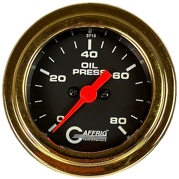 GAFFRIG PART #5018 2 INCH ELECTRIC OIL PRESSURE MARINE BOAT GAUGE 0-80 PSI BLACK