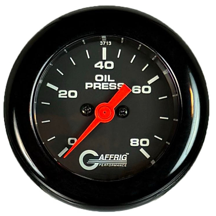 GAFFRIG PART #5018 2 INCH ELECTRIC OIL PRESSURE MARINE BOAT GAUGE 0-80 PSI BLACK