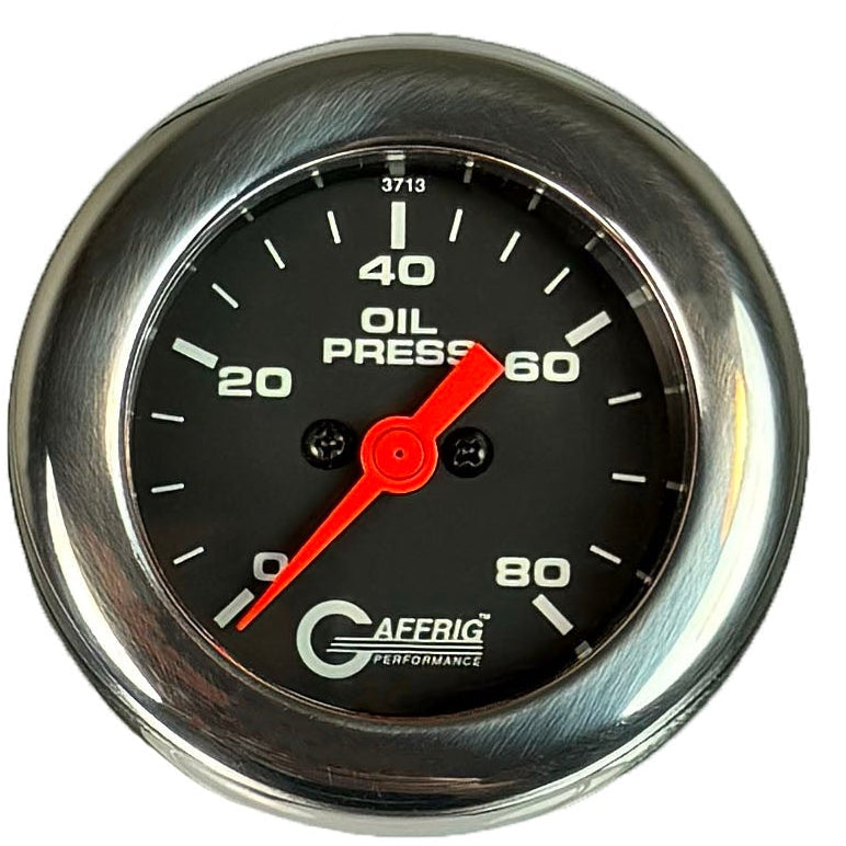 GAFFRIG PART #5018 2 INCH ELECTRIC OIL PRESSURE MARINE BOAT GAUGE 0-80 PSI BLACK
