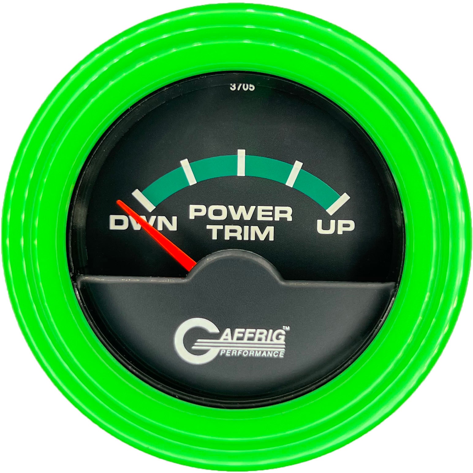 GAFFRIG PART #5028 2 INCH ELECTRIC TRIM METER OMC GAUGE BLACK LIME GREEN / STEP RIM