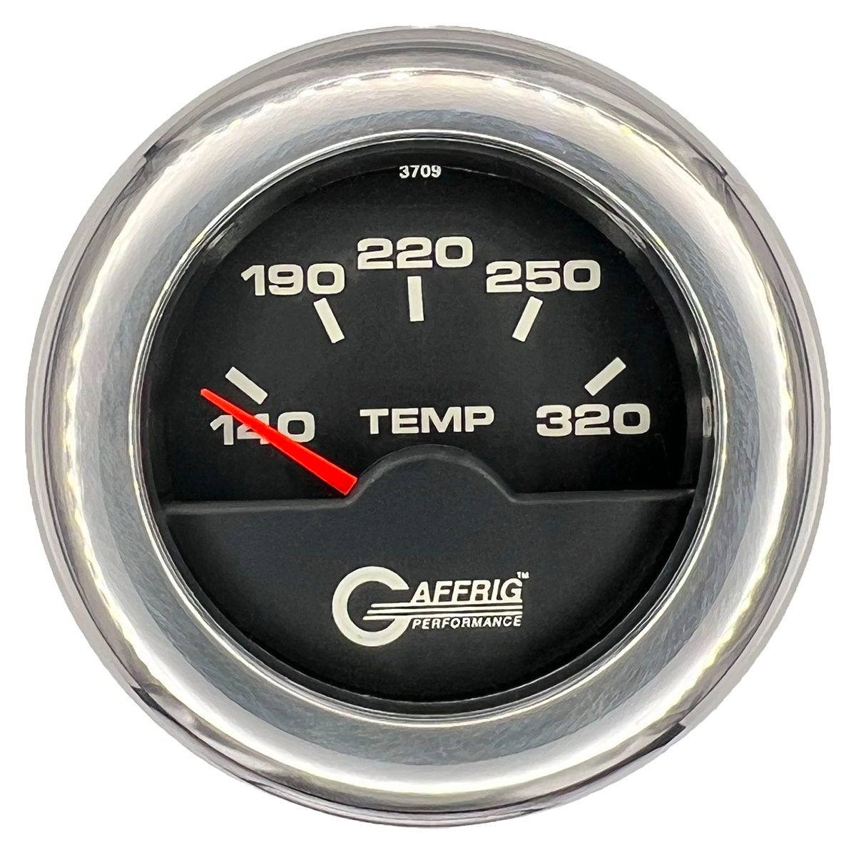 #5030 2 INCH ELECTRIC TRANS. TEMP. 140-320 F Black Chrome / Step