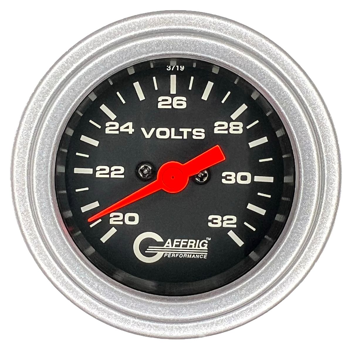 #5038 2 INCH ELECTRIC VOLTMETER 16-32 VOLT  Black Platinum / Step