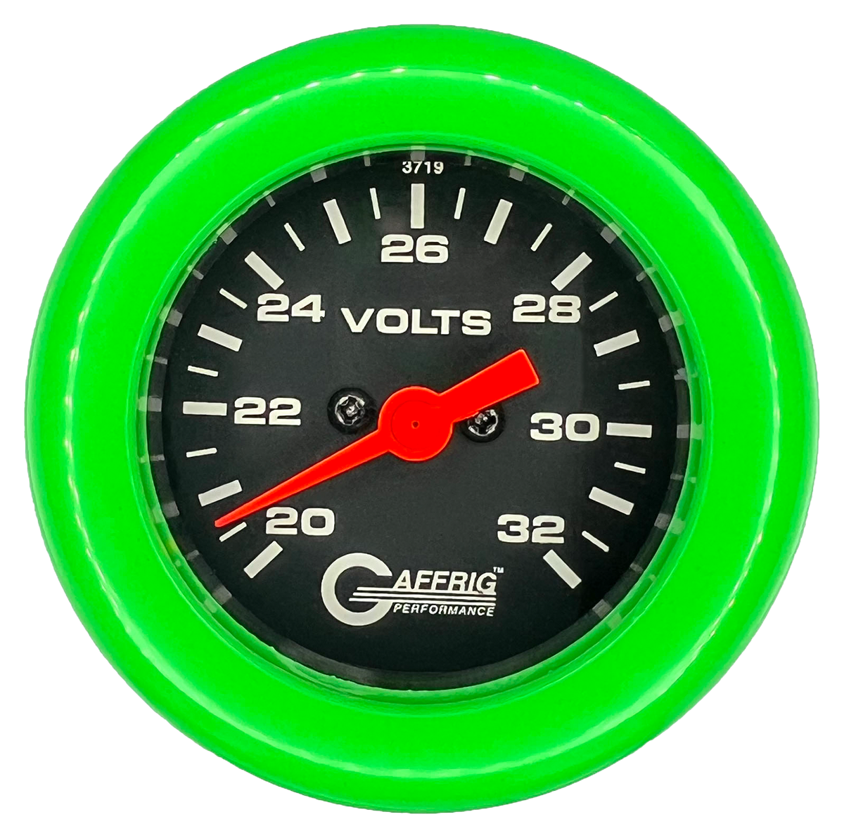 #5038 2 INCH ELECTRIC VOLTMETER 16-32 VOLT  Black Lime Green / Step