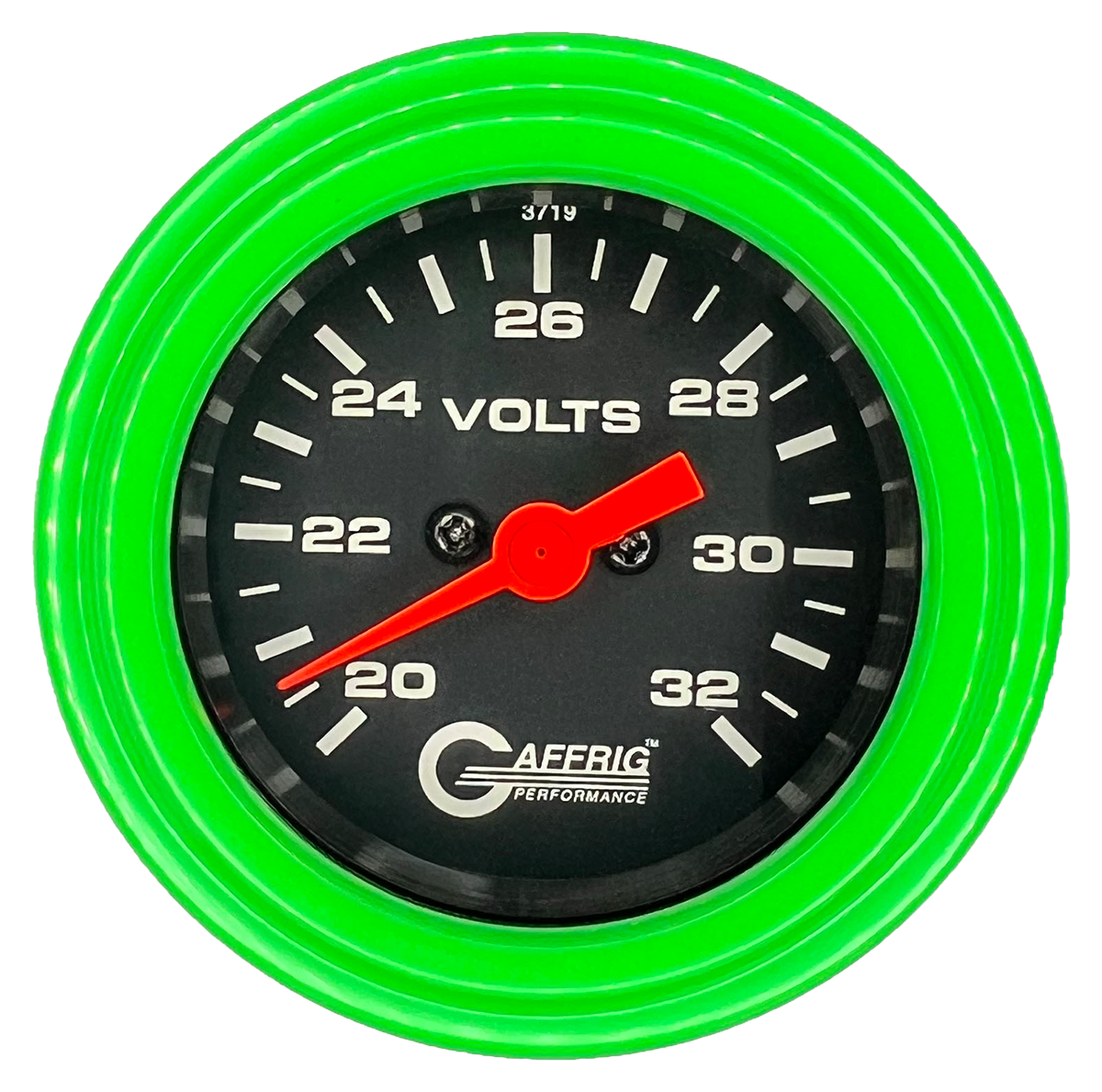 #5038 2 INCH ELECTRIC VOLTMETER 16-32 VOLT  Black Lime Green / Step