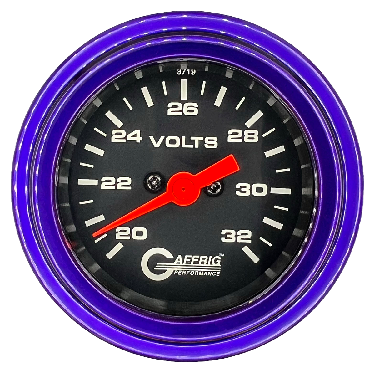 #5038 2 INCH ELECTRIC VOLTMETER 16-32 VOLT  Black Purple / Step