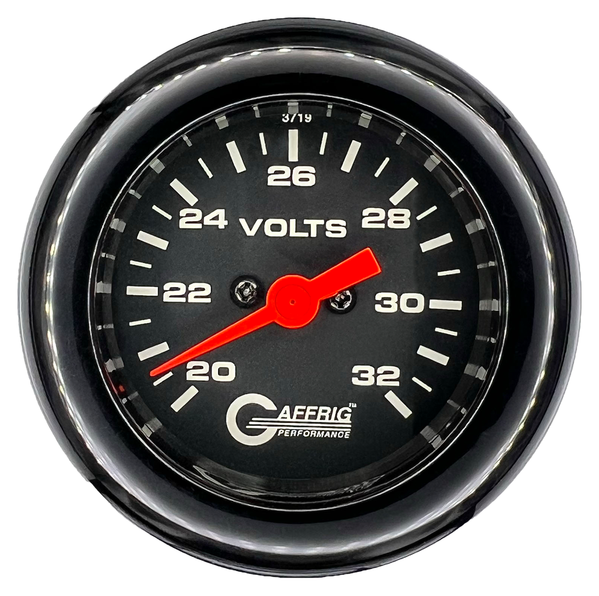 #5038 2 INCH ELECTRIC VOLTMETER 16-32 VOLT  Black Black / Fat