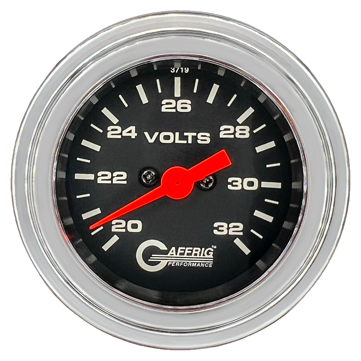 #5038 2 INCH ELECTRIC VOLTMETER 16-32 VOLT  Black Chrome / Step